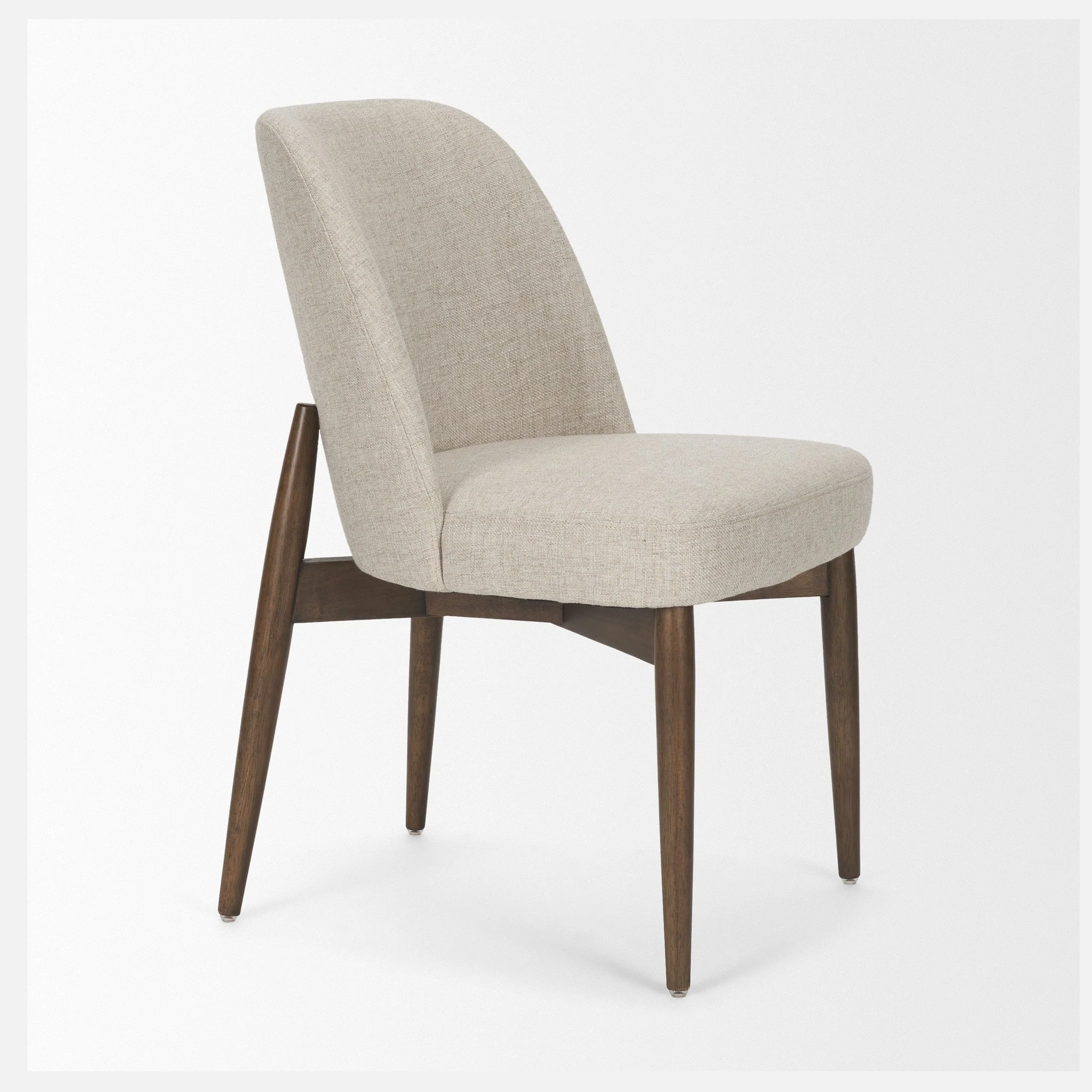Abbie Curved Back Oatmeal Fabric Dining Chair - Image 16