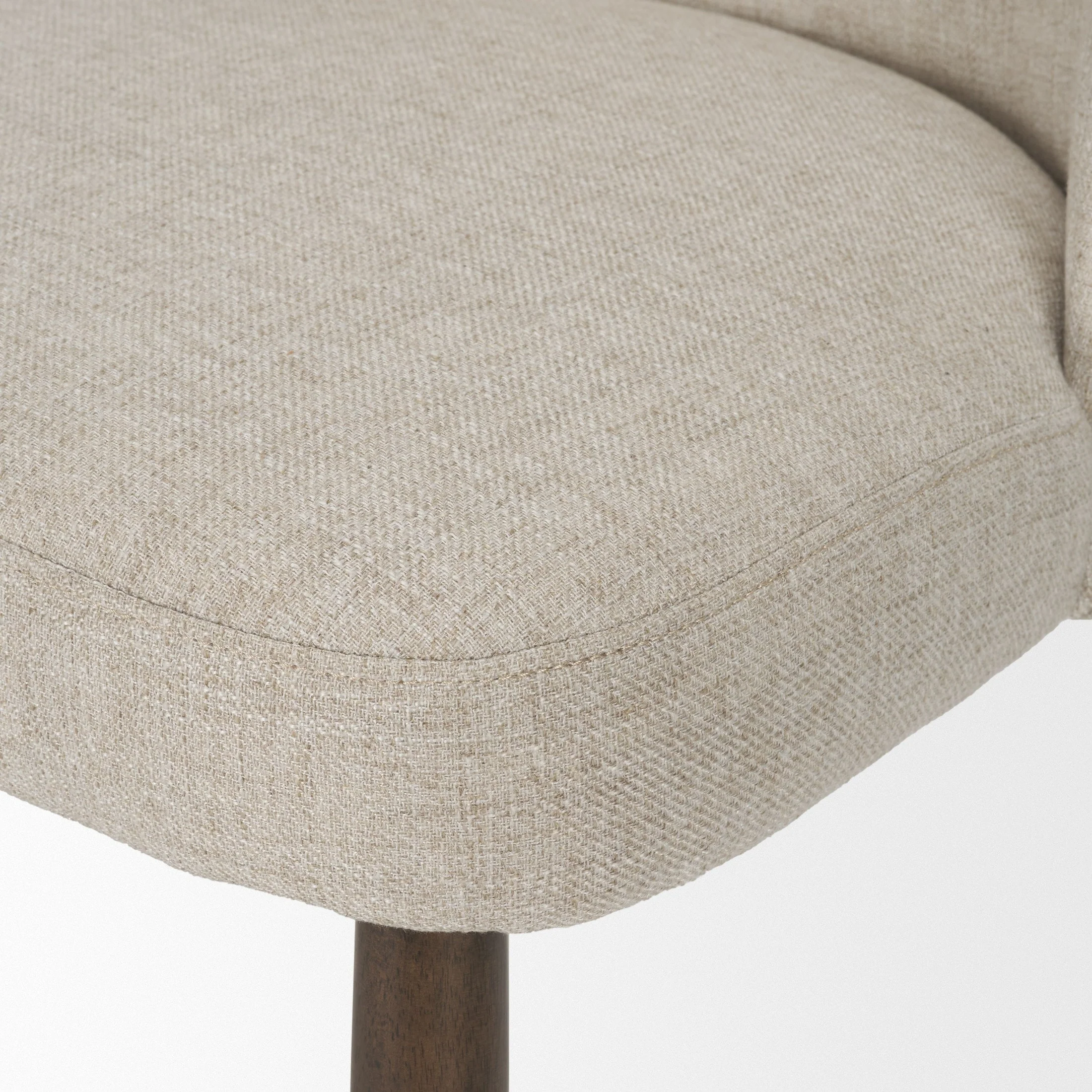 Abbie Curved Back Oatmeal Fabric Dining Chair - Image 18
