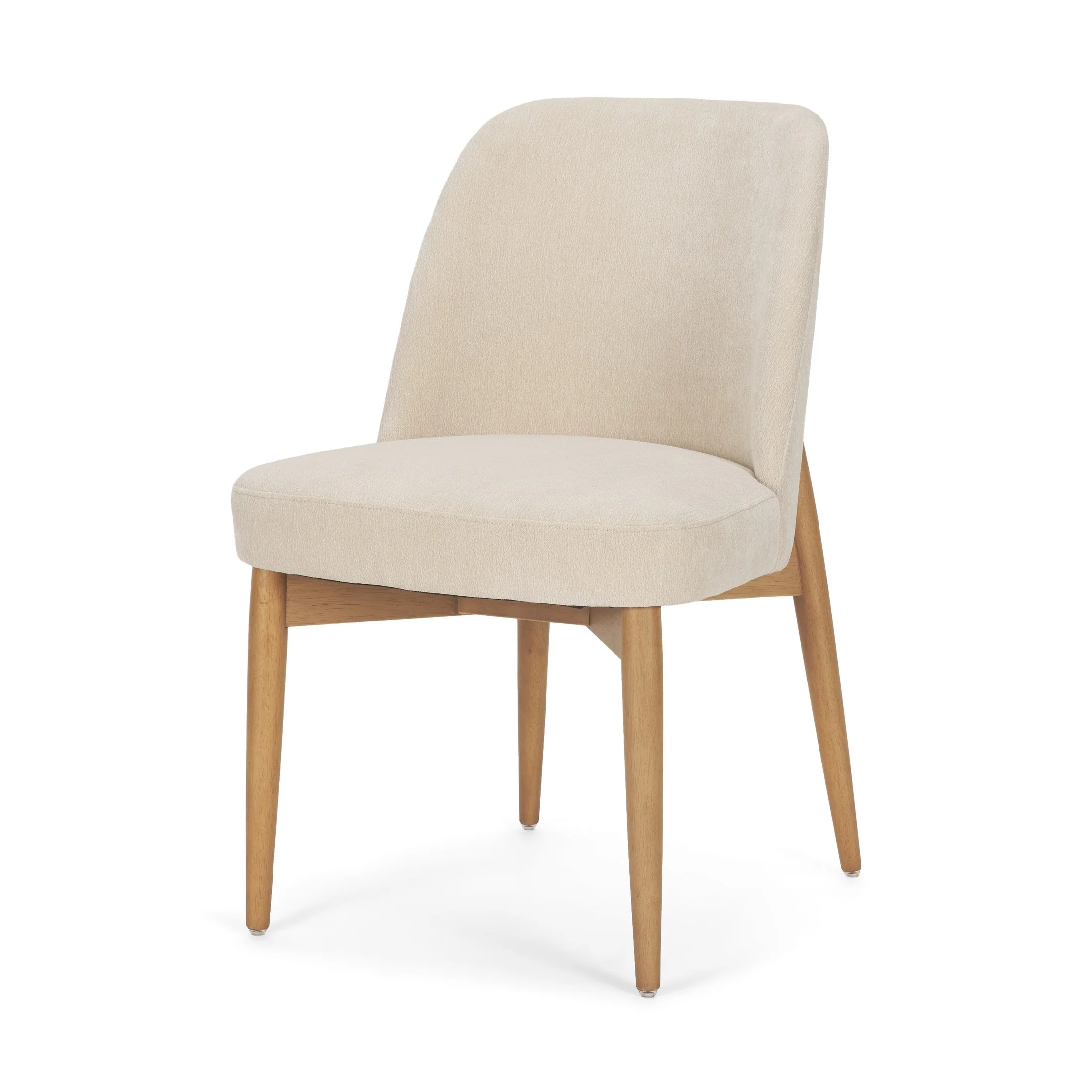 Abbie Curved Back Oatmeal Fabric Dining Chair - Image 3