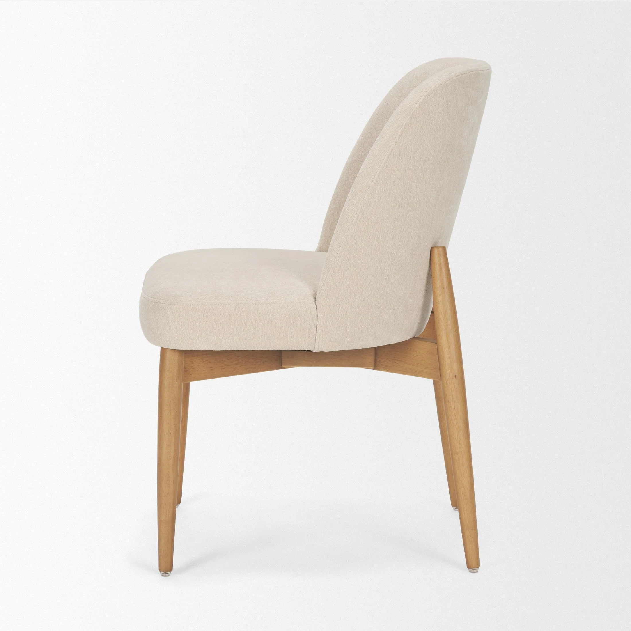 Abbie Curved Back Oatmeal Fabric Dining Chair - Image 4