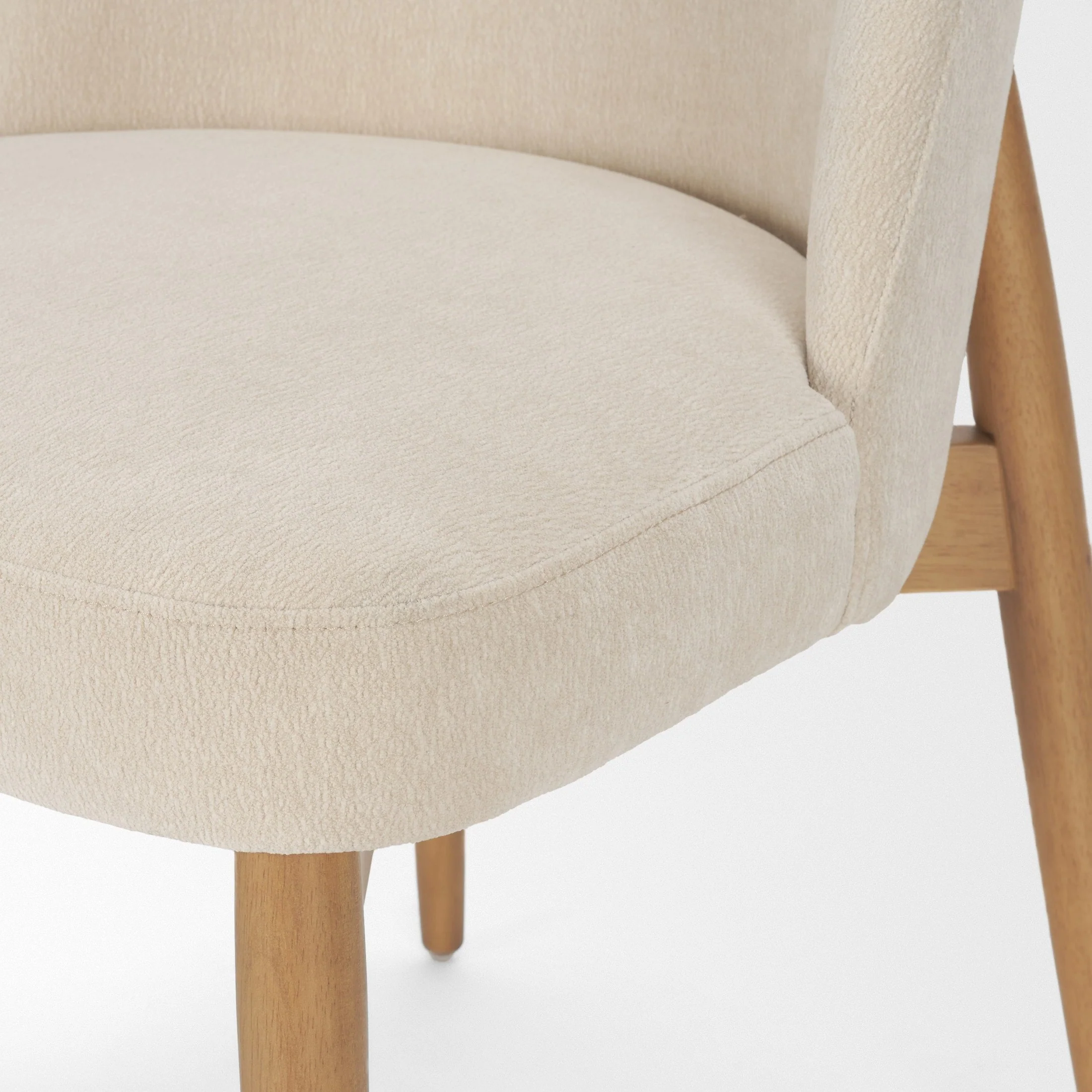 Abbie Curved Back Oatmeal Fabric Dining Chair - Image 8