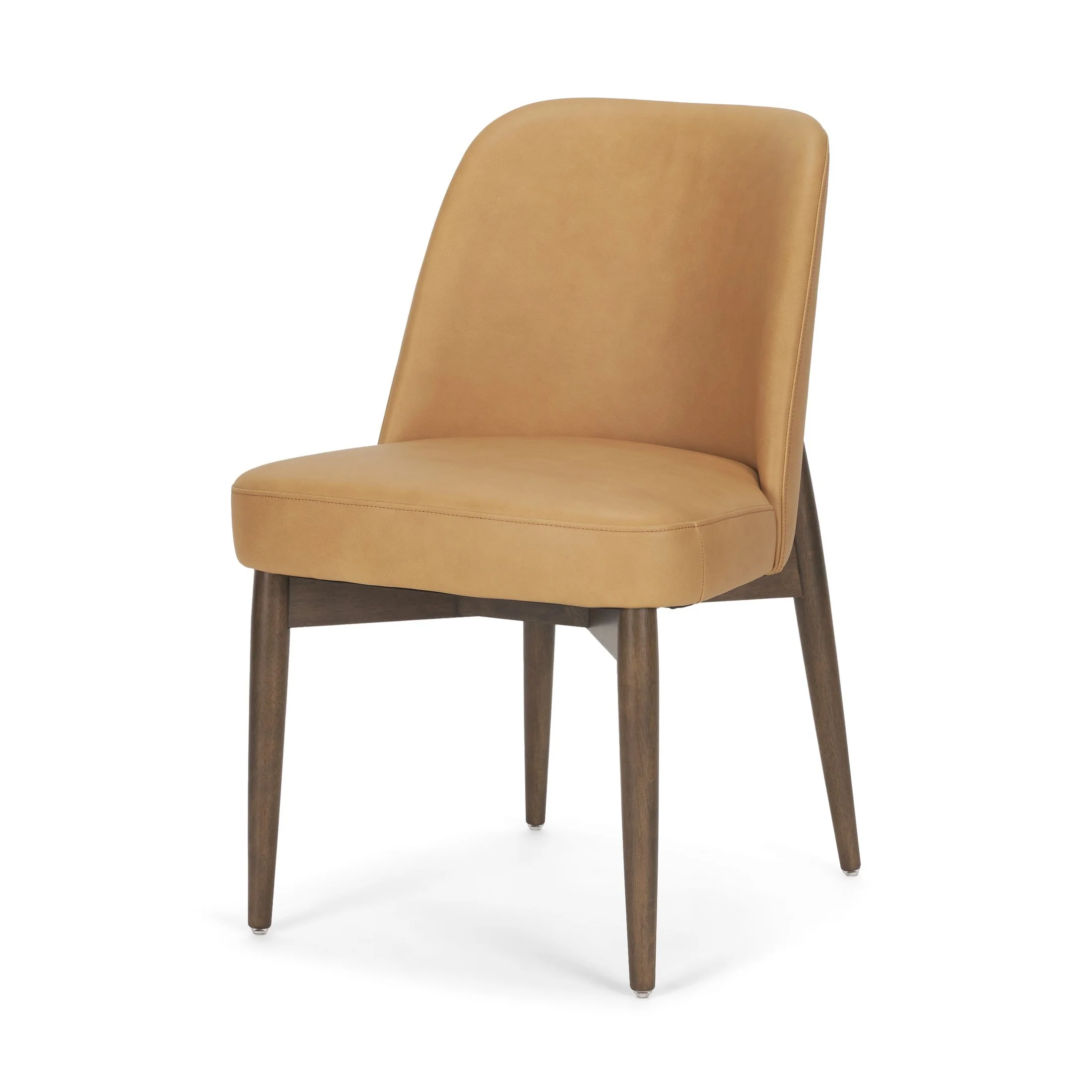 Abbie Slope Curved Tan Leather Dining Chair - Image 3