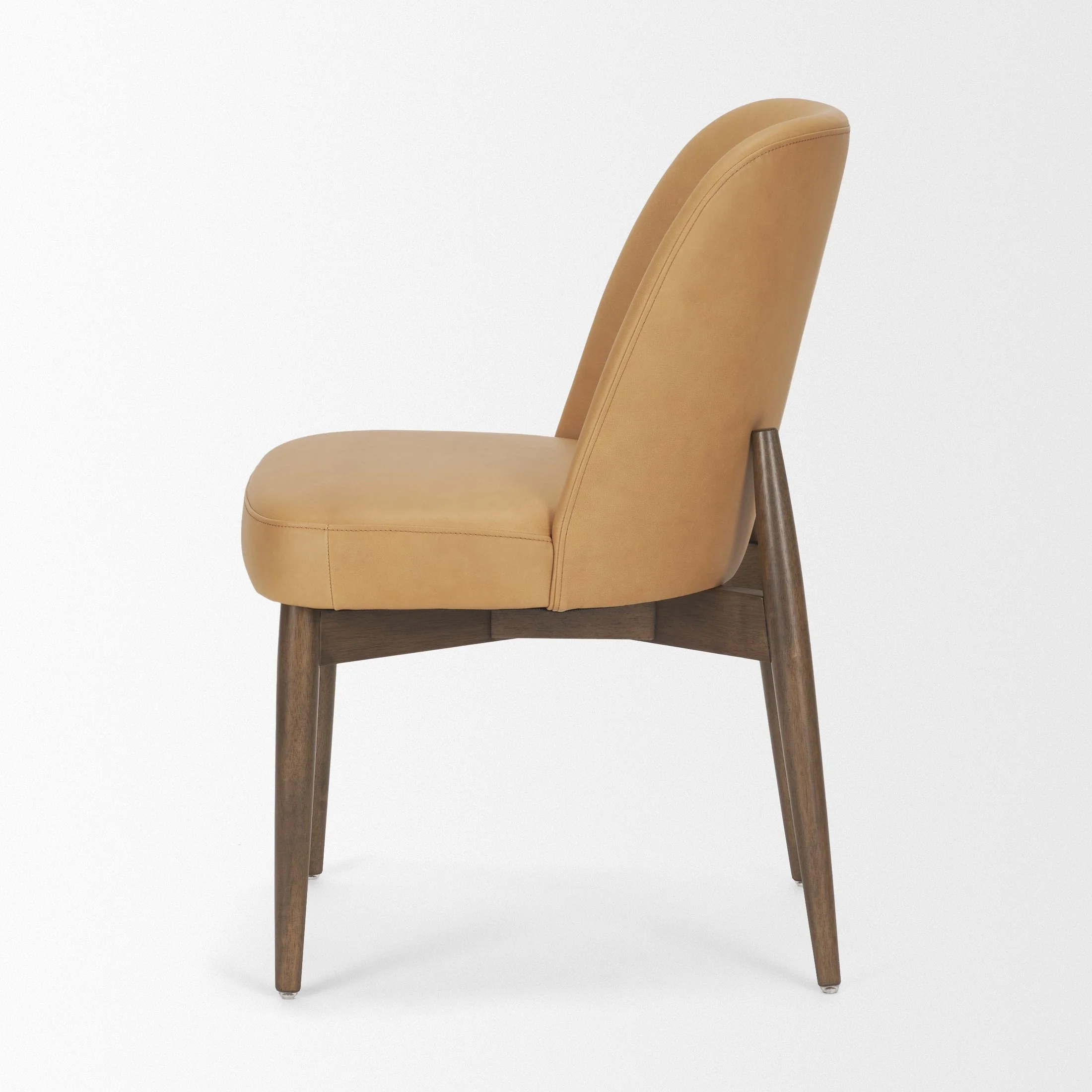 Abbie Slope Curved Tan Leather Dining Chair - Image 4