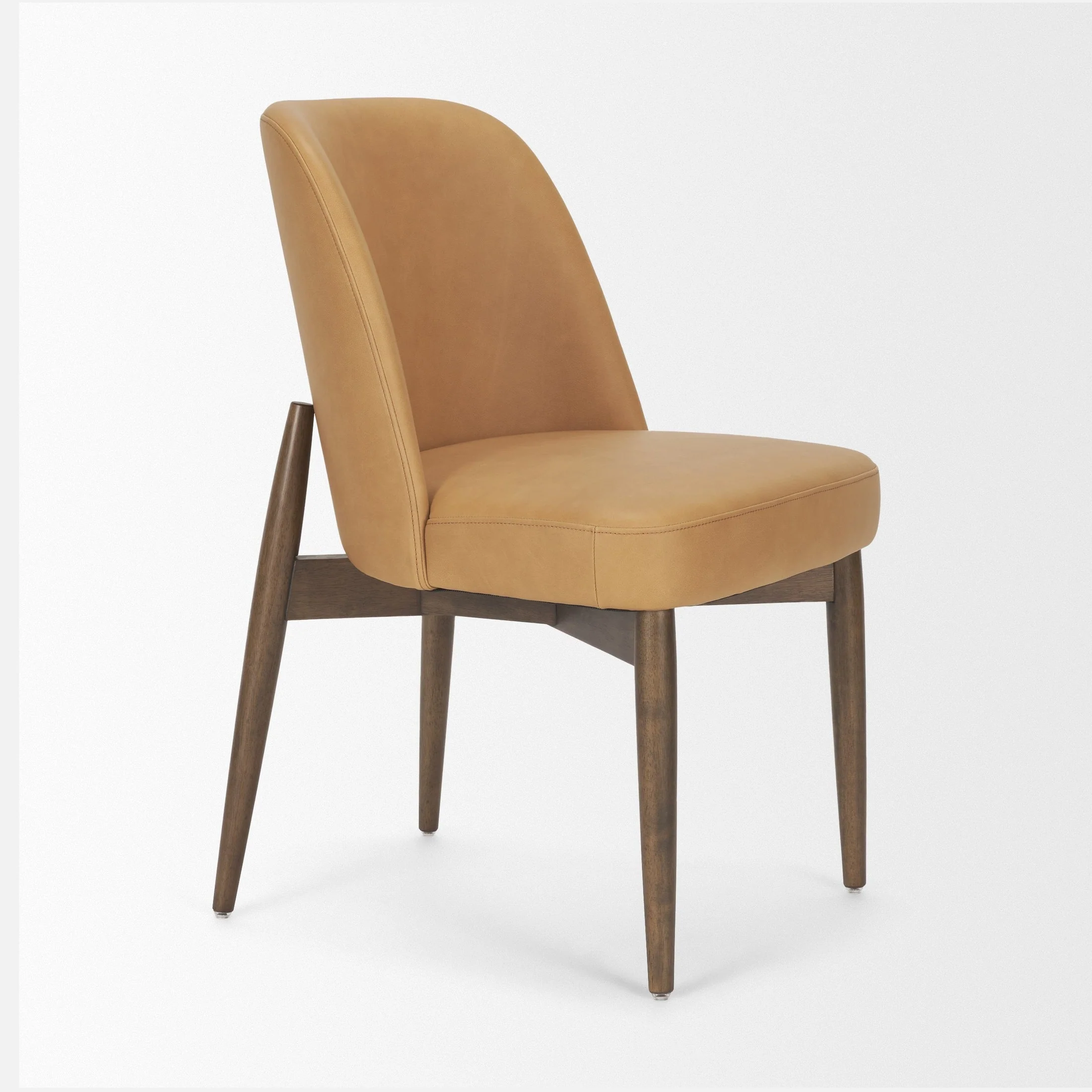 Abbie Slope Curved Tan Leather Dining Chair - Image 6