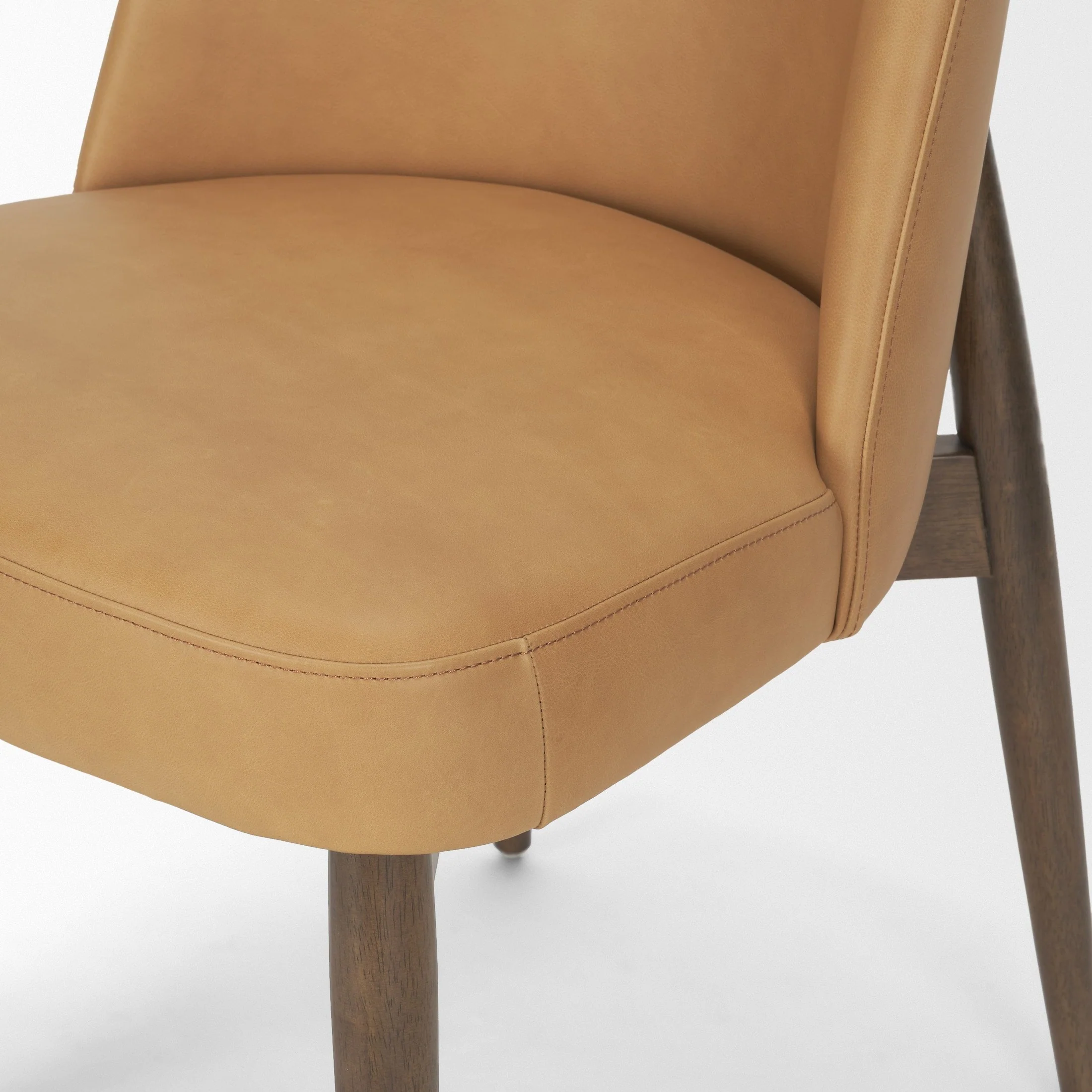 Abbie Slope Curved Tan Leather Dining Chair - Image 8