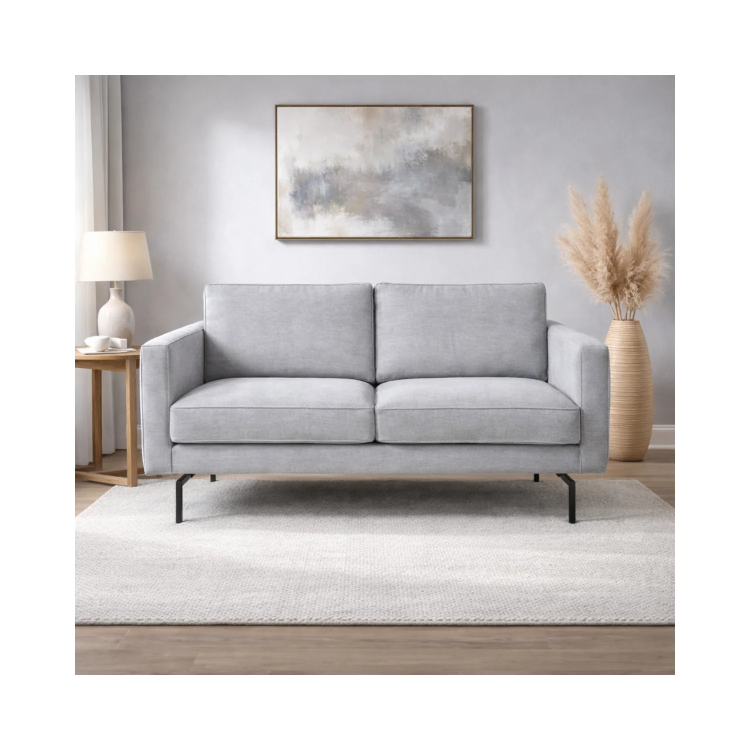 Abby Fabric Loveseat with Black Metal Legs - Image 2