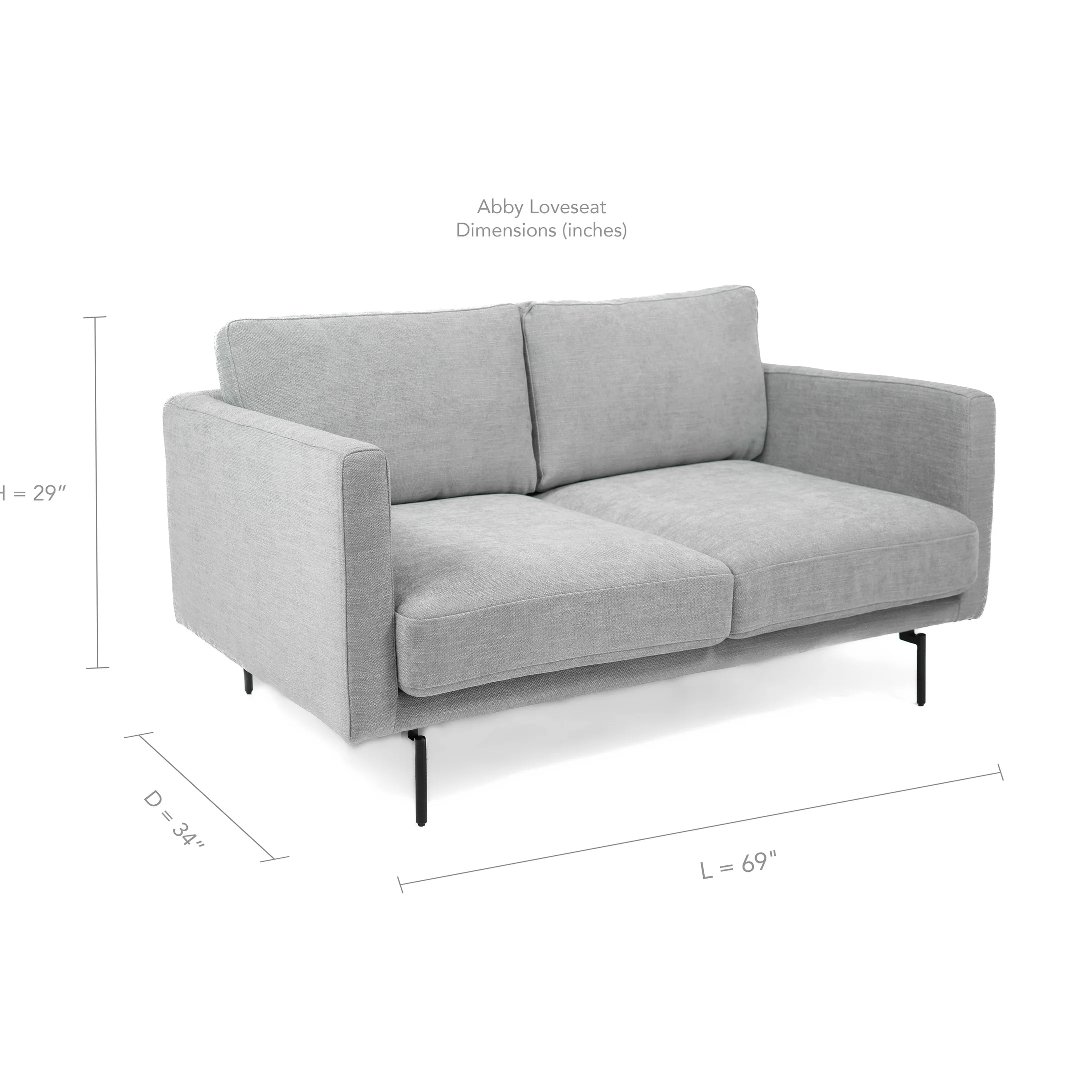 Abby Fabric Loveseat with Black Metal Legs - Image 6