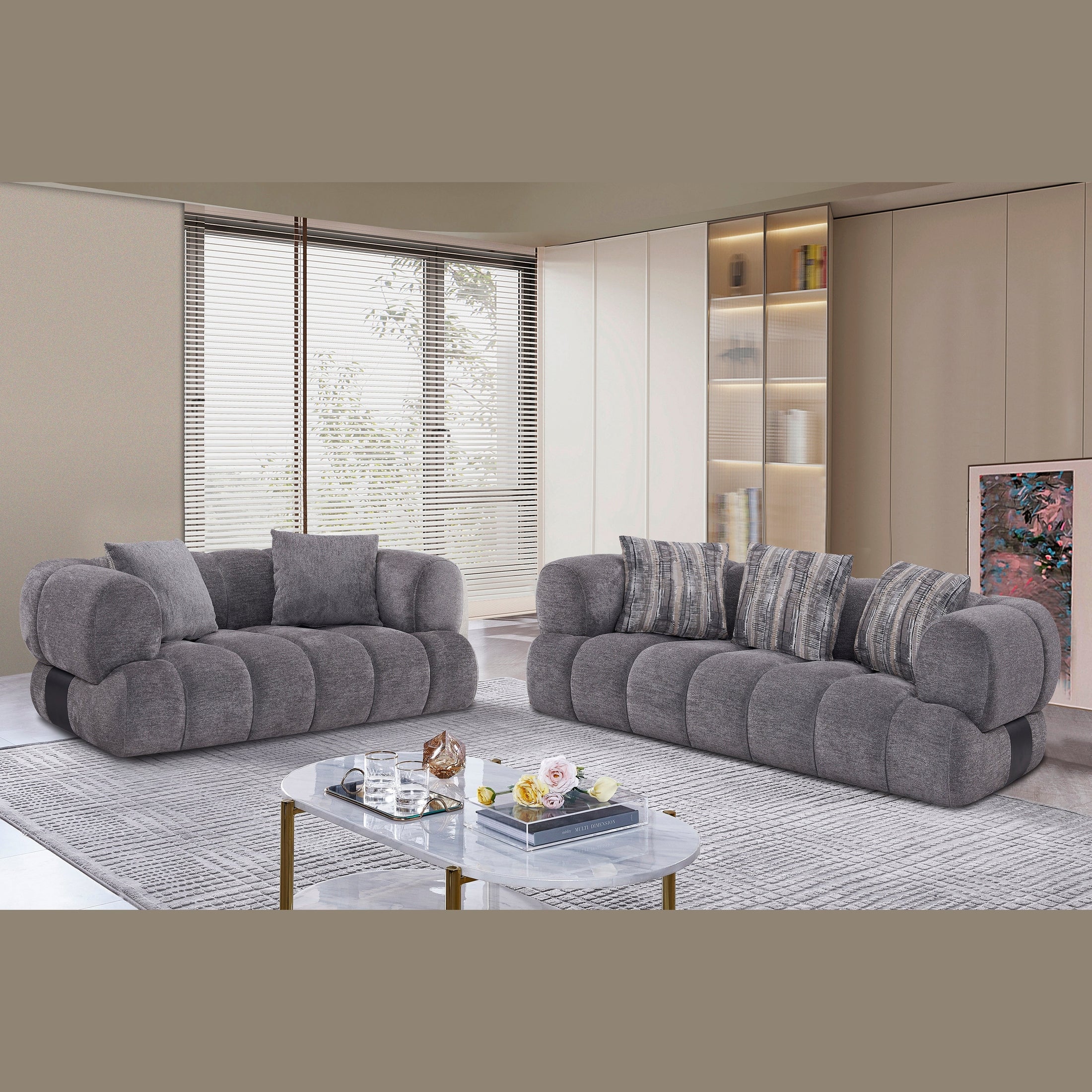 Adonis Sofa w/3 Pillows - Pewter - Image 4