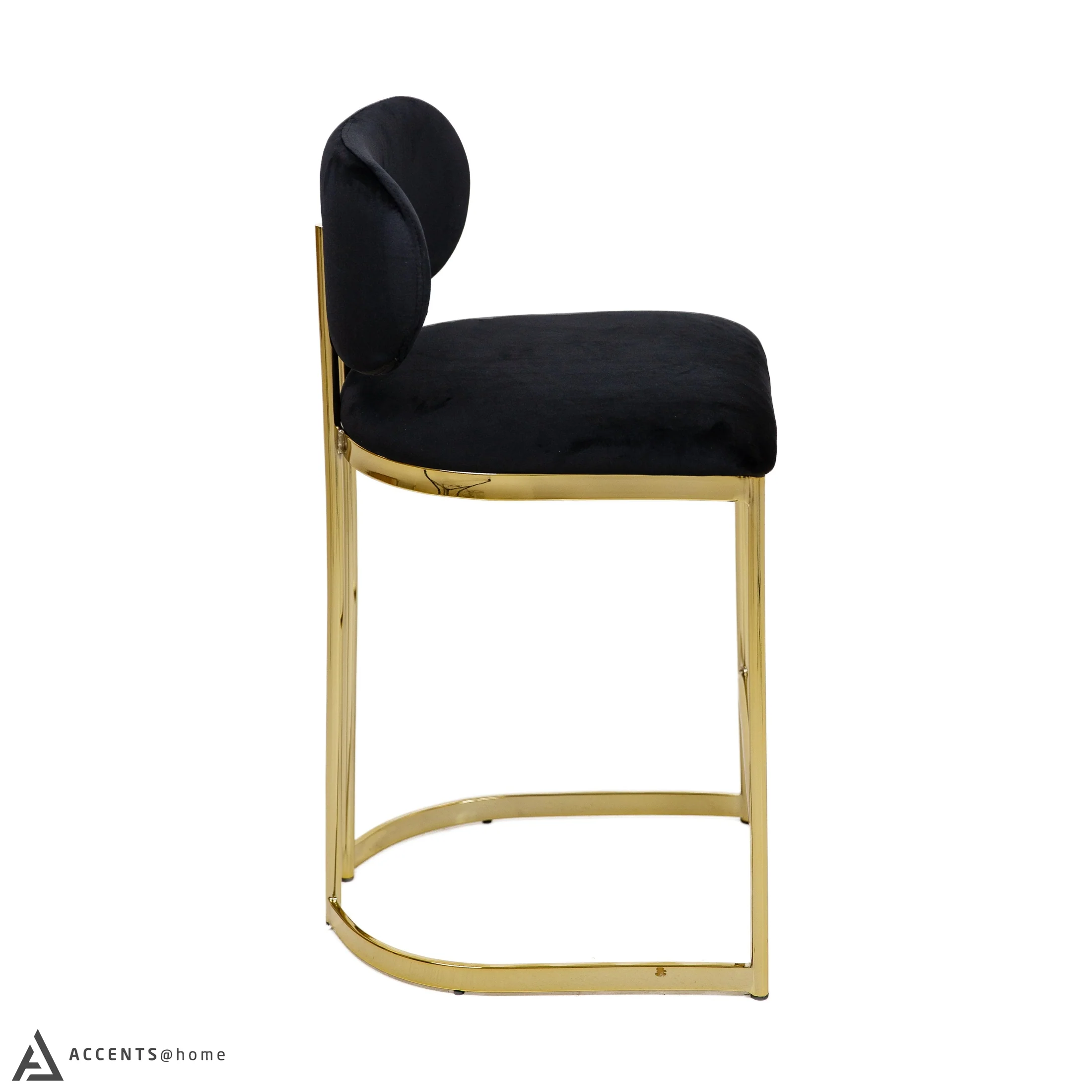 Aiden Gold & Black Velvet Counter Height Stool - Image 3