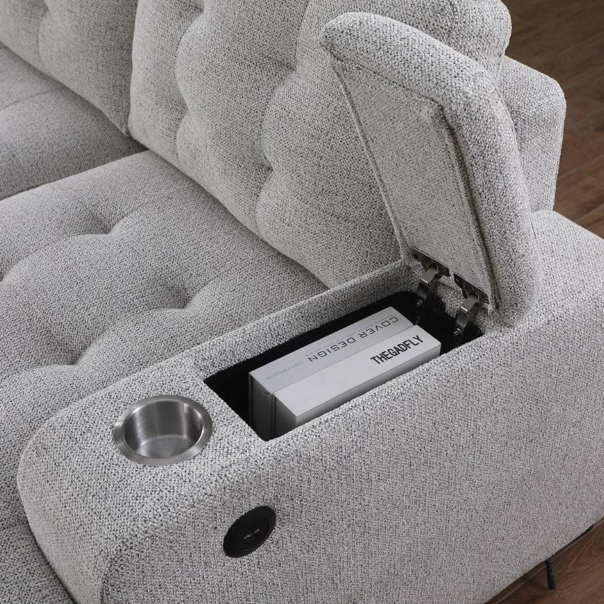 Alonso Sleeper U-shaped Premium Fabric Sleeper Sectional - Light Grey - Image 5