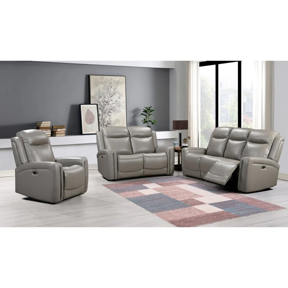 Alpine Leather Power Reclining Loveseat - Grey - Image 2