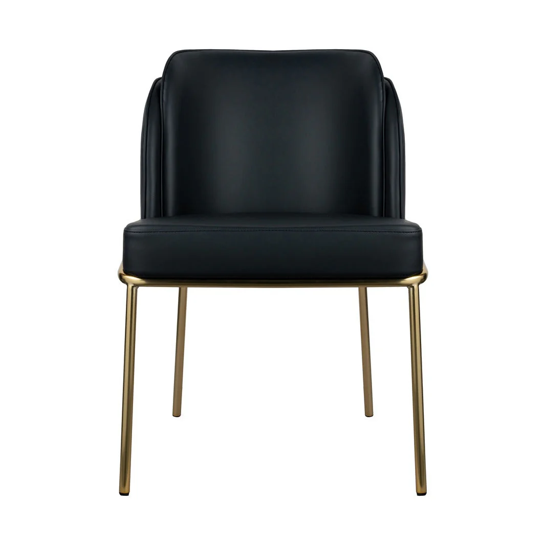 Angelo Dining Chair – Black PU with Gold Legs
