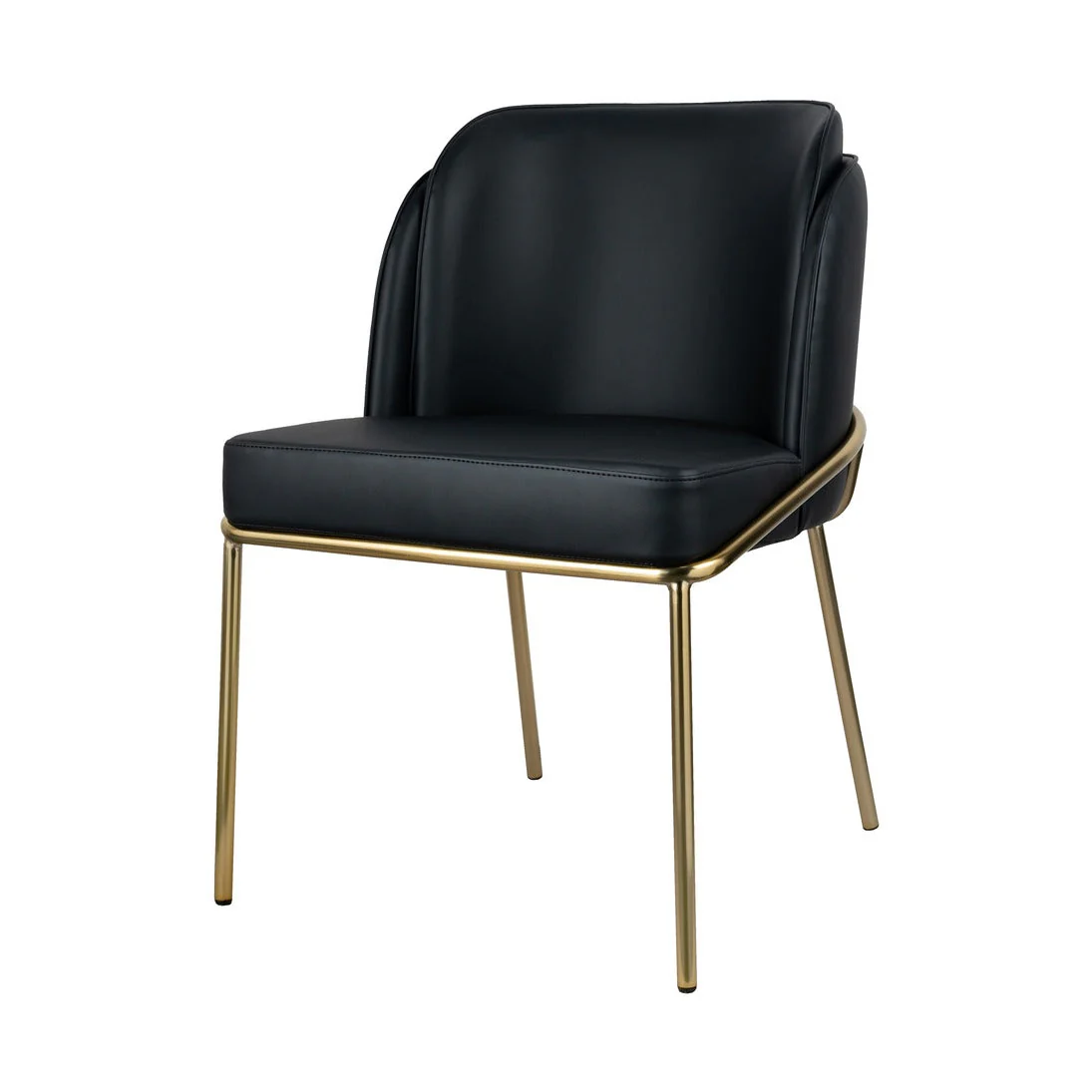 Angelo Dining Chair – Black PU with Gold Legs - Image 3