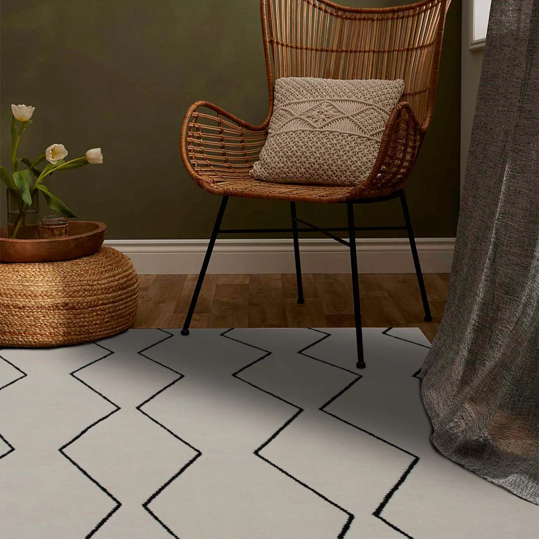 Ivory Leela Minimalist Brushstroke Area Rug - Image 4