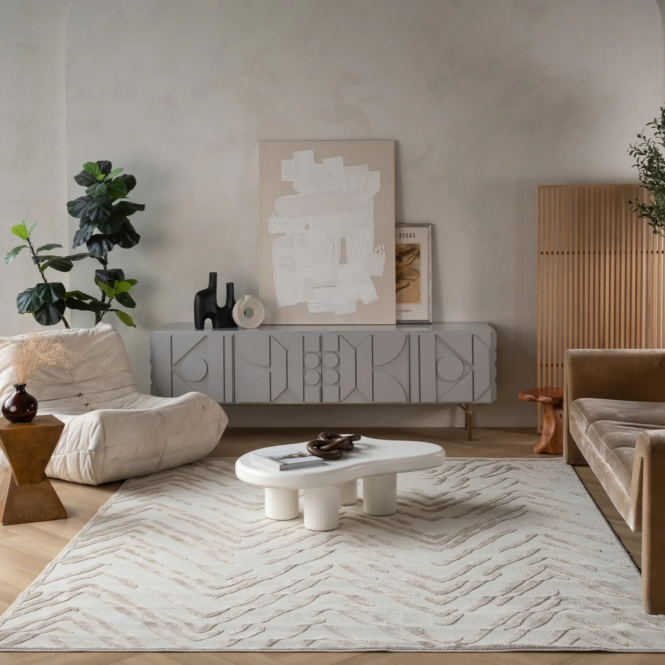 Aspen Beige Chevron Modern Rug - Image 2