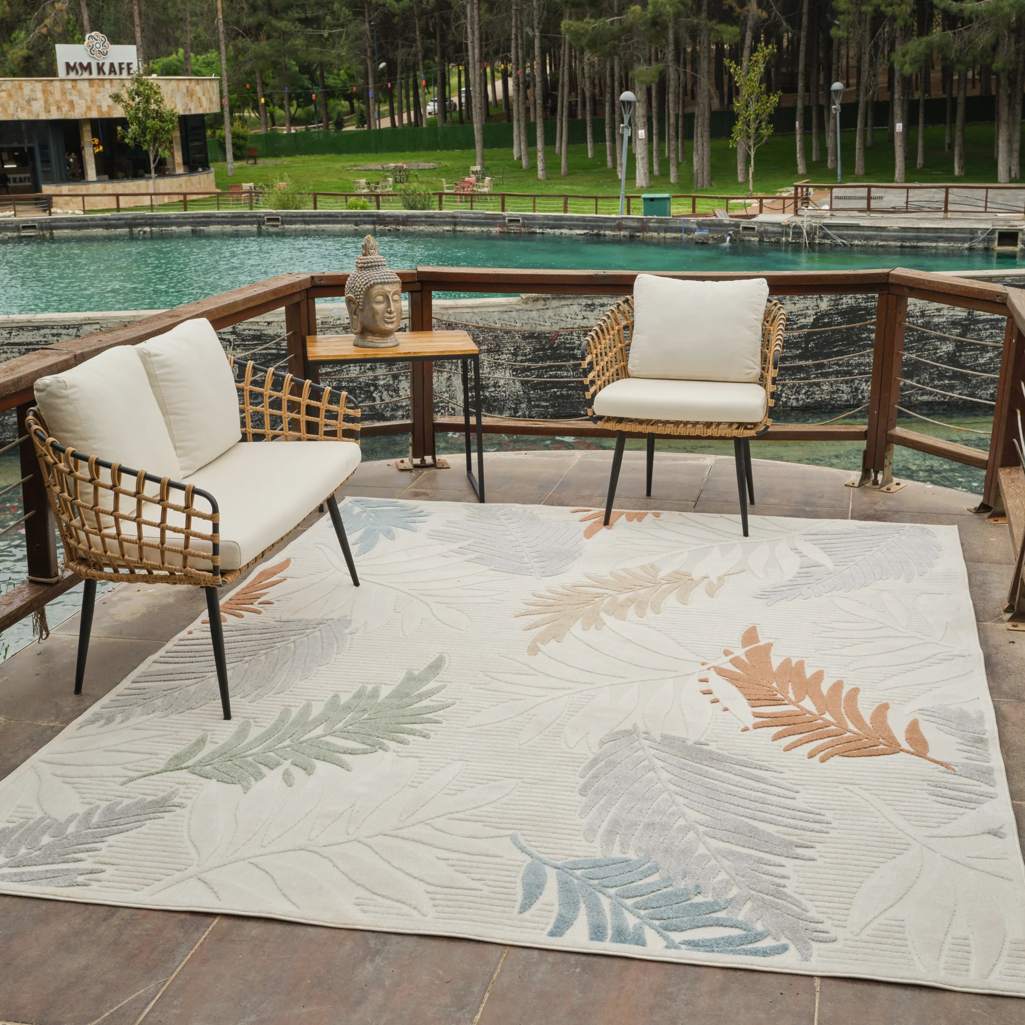 Aspen Cream Tropical Leaf Rug - Image 6