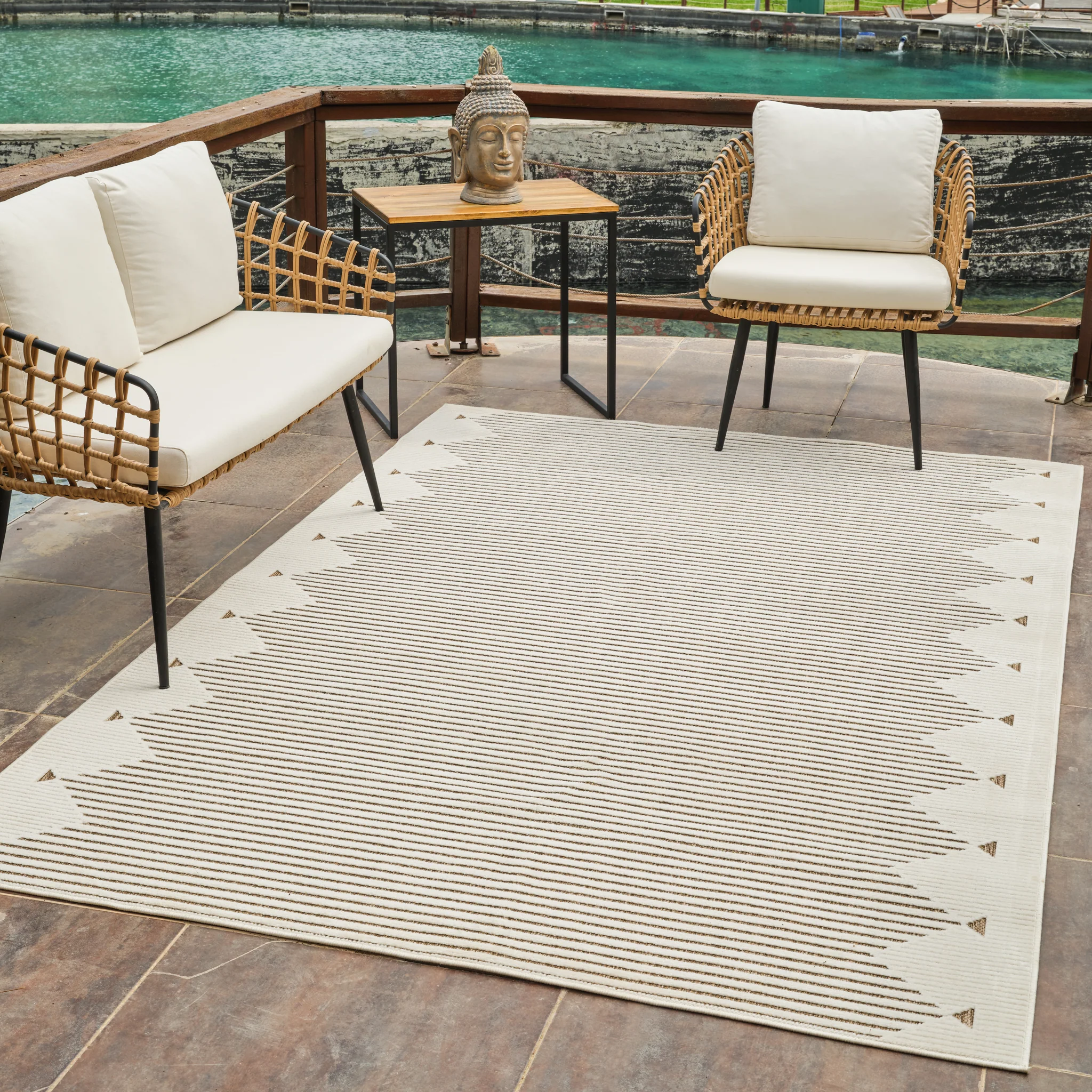 Aurora Beige Tribal Stripe Rug – 5 x 7' - Image 10