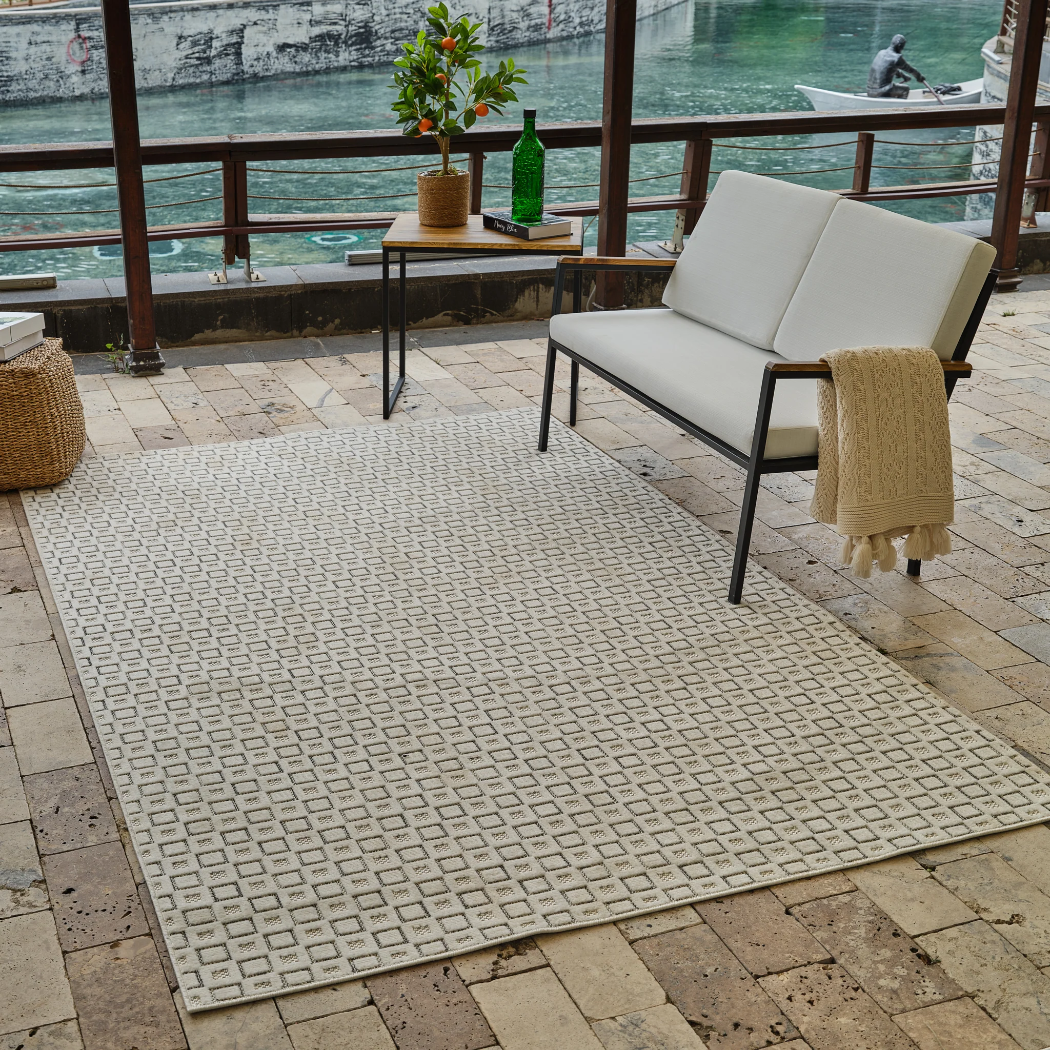 Aurora Cream Modern Rug – Textured Grid Pattern - Image 18