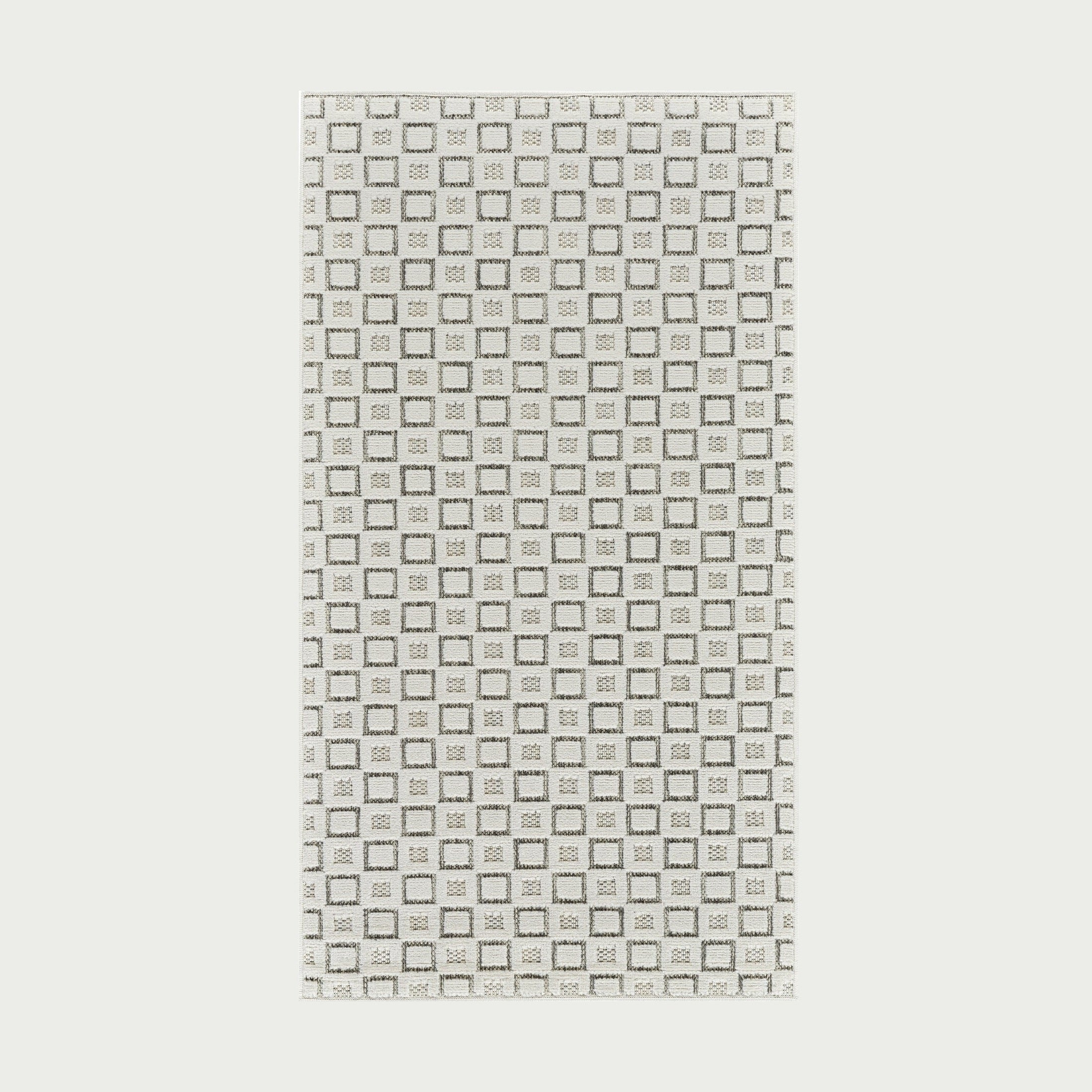 Aurora Cream Modern Rug – Textured Grid Pattern - Image 4