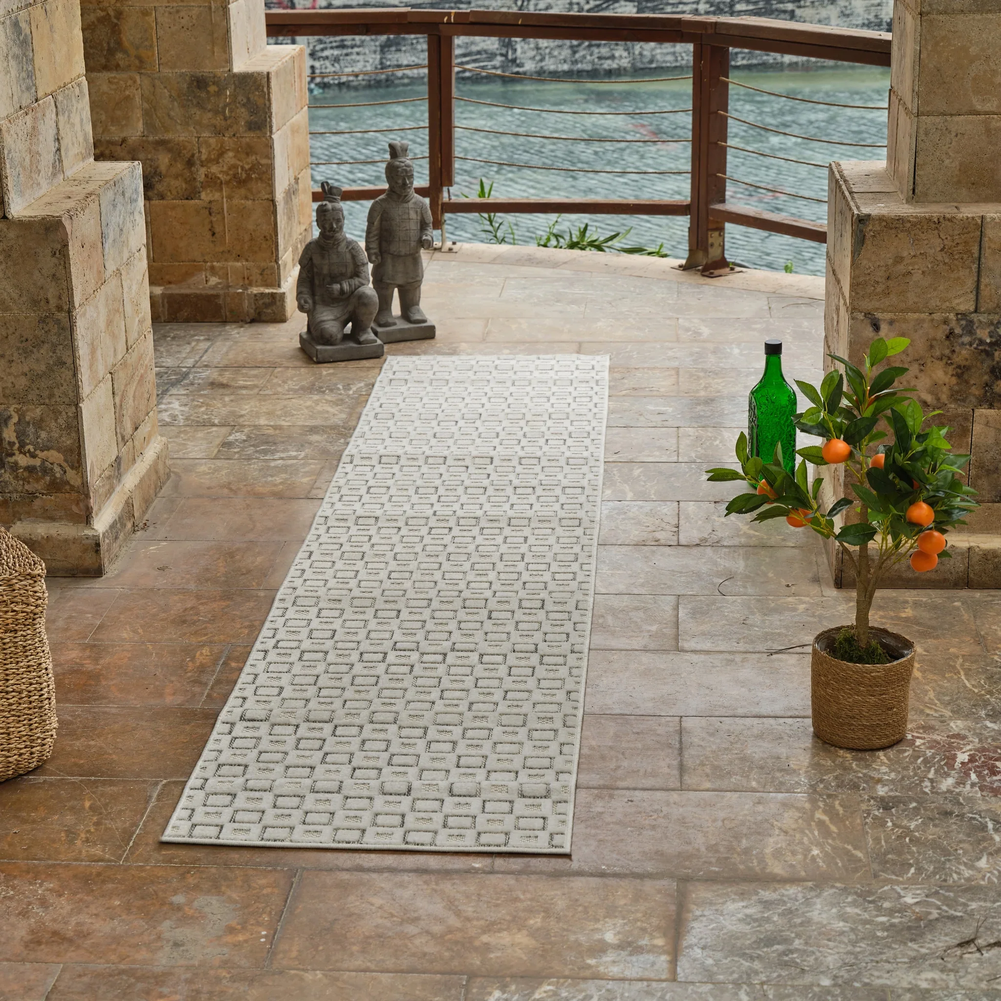 Aurora Cream Modern Rug – Textured Grid Pattern - Image 9
