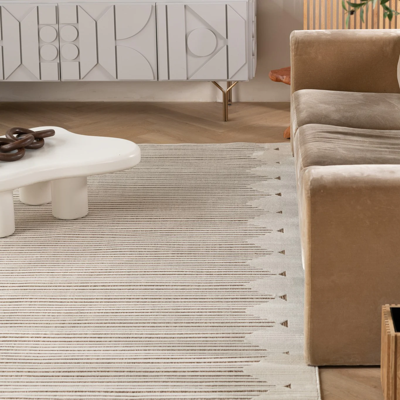 Aurora Beige Tribal Stripe Rug - Image 11