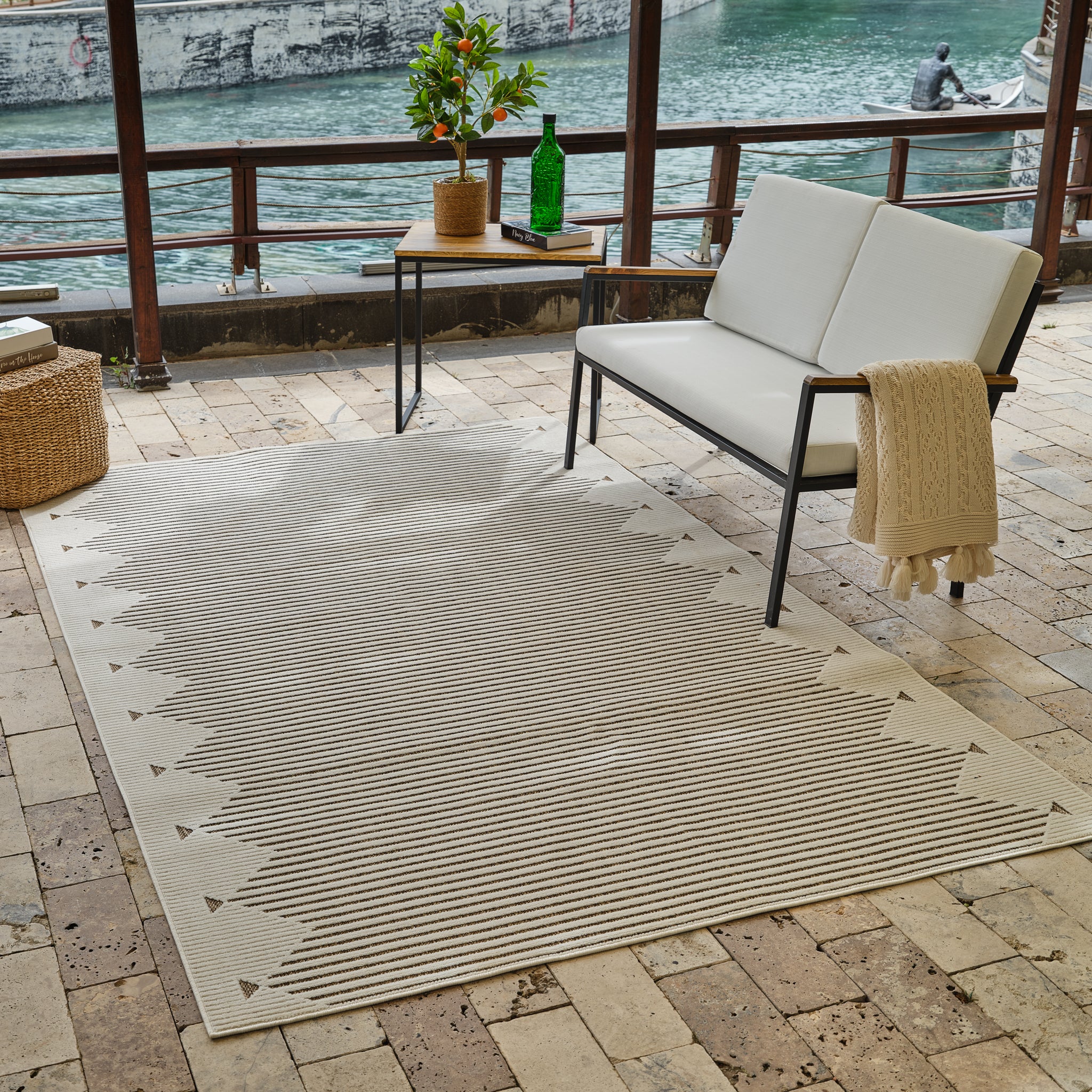 Aurora Beige Tribal Stripe Rug - Image 14