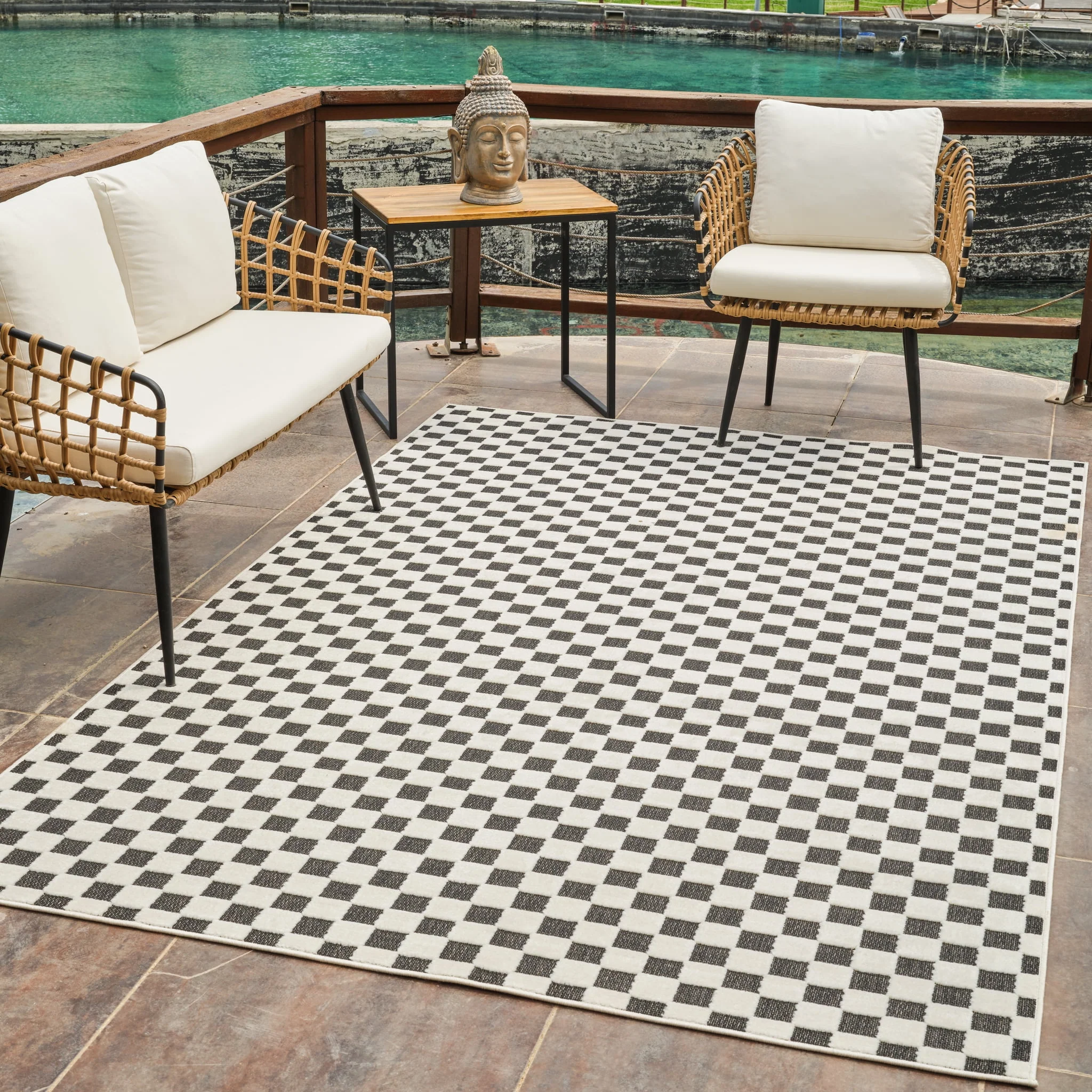Aurora Black Checkered Rug - Image 11