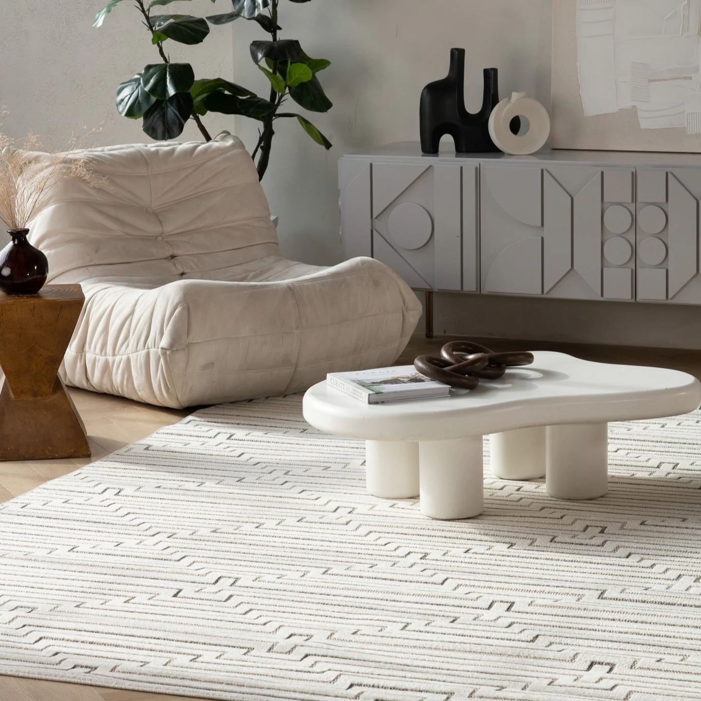 Aurora Cream Modern Rug – Stepped Geometric Pattern - Image 15