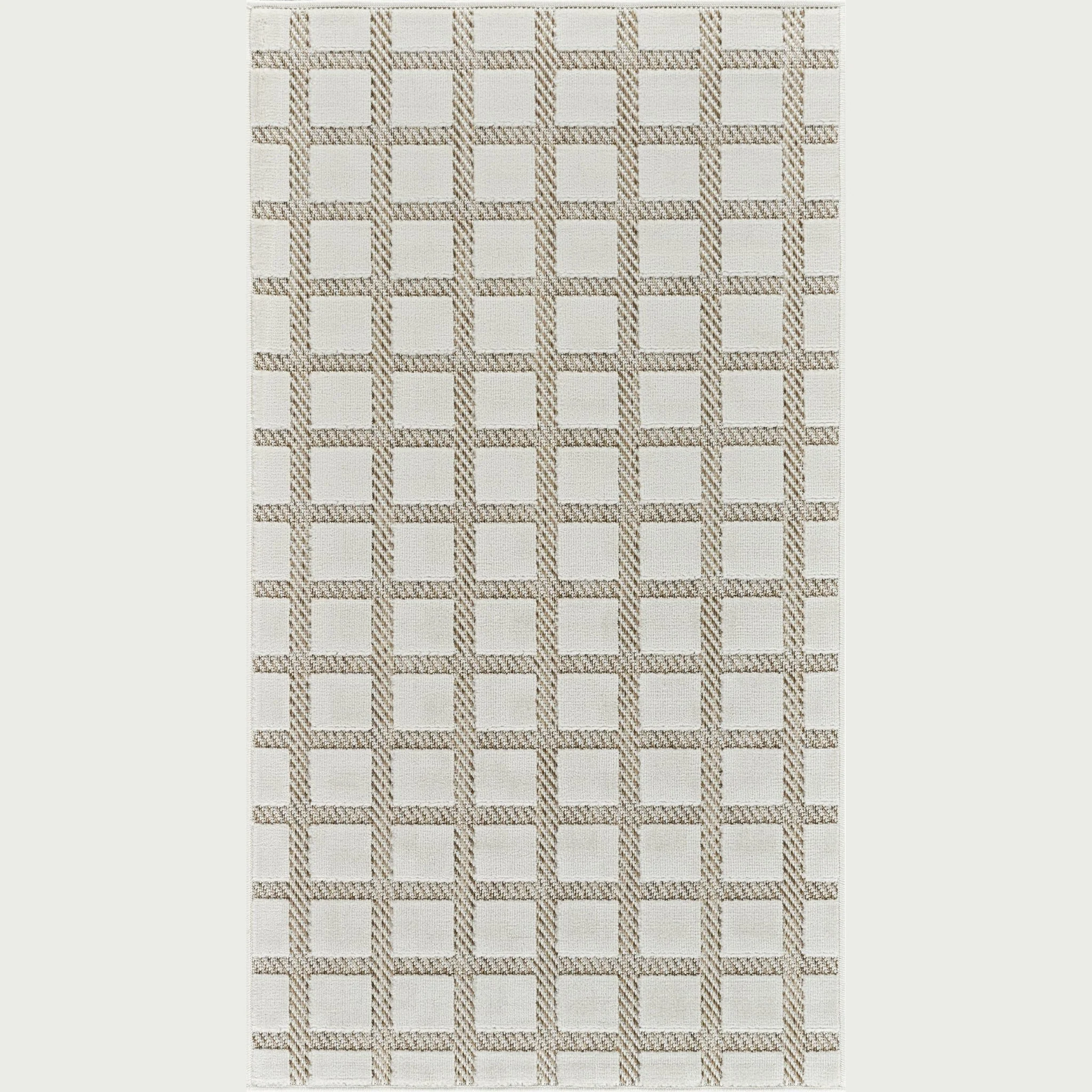Aurora Beige Modern Rug – Geometric Grid Design - Image 3