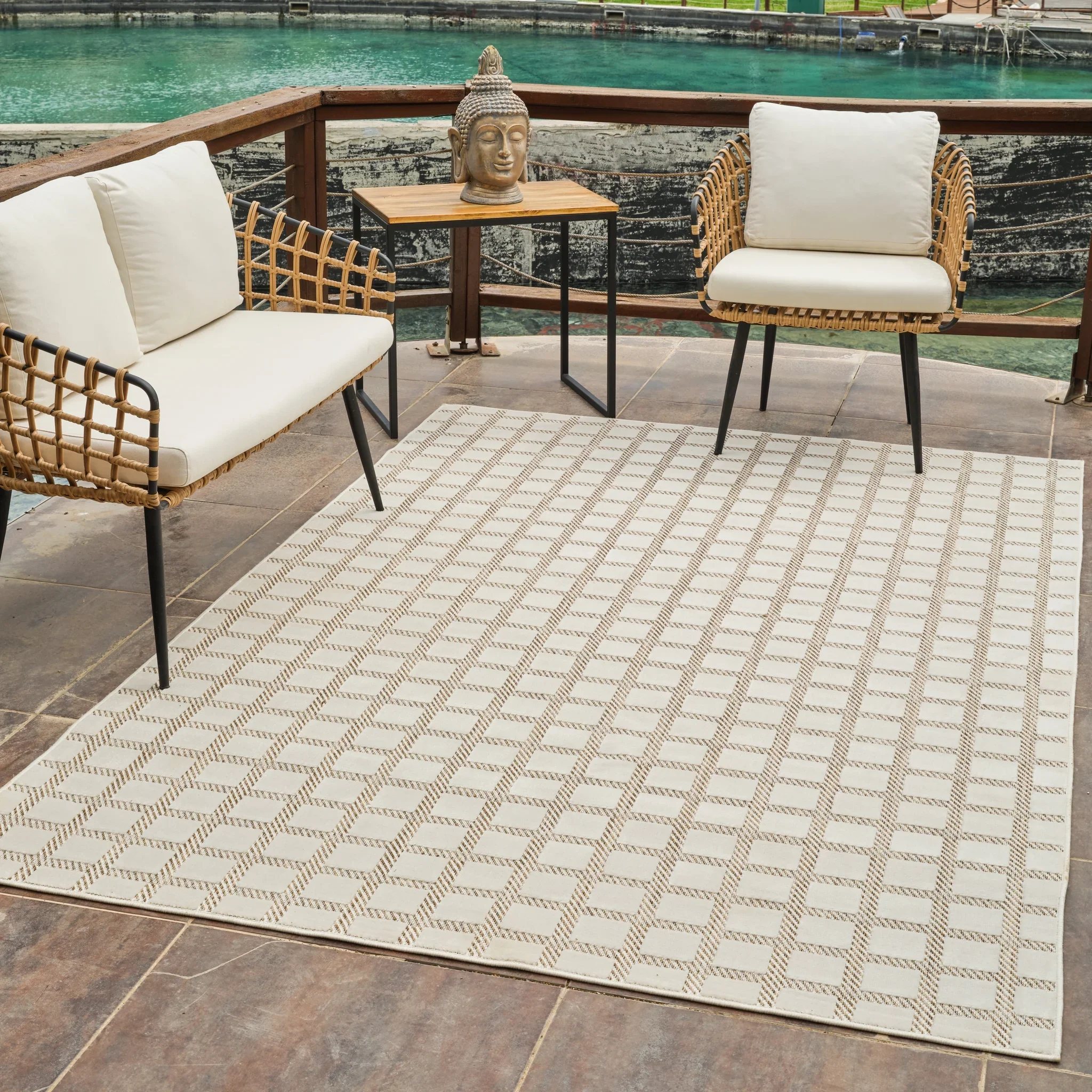 Aurora Beige Modern Rug – Geometric Grid Design - Image 6