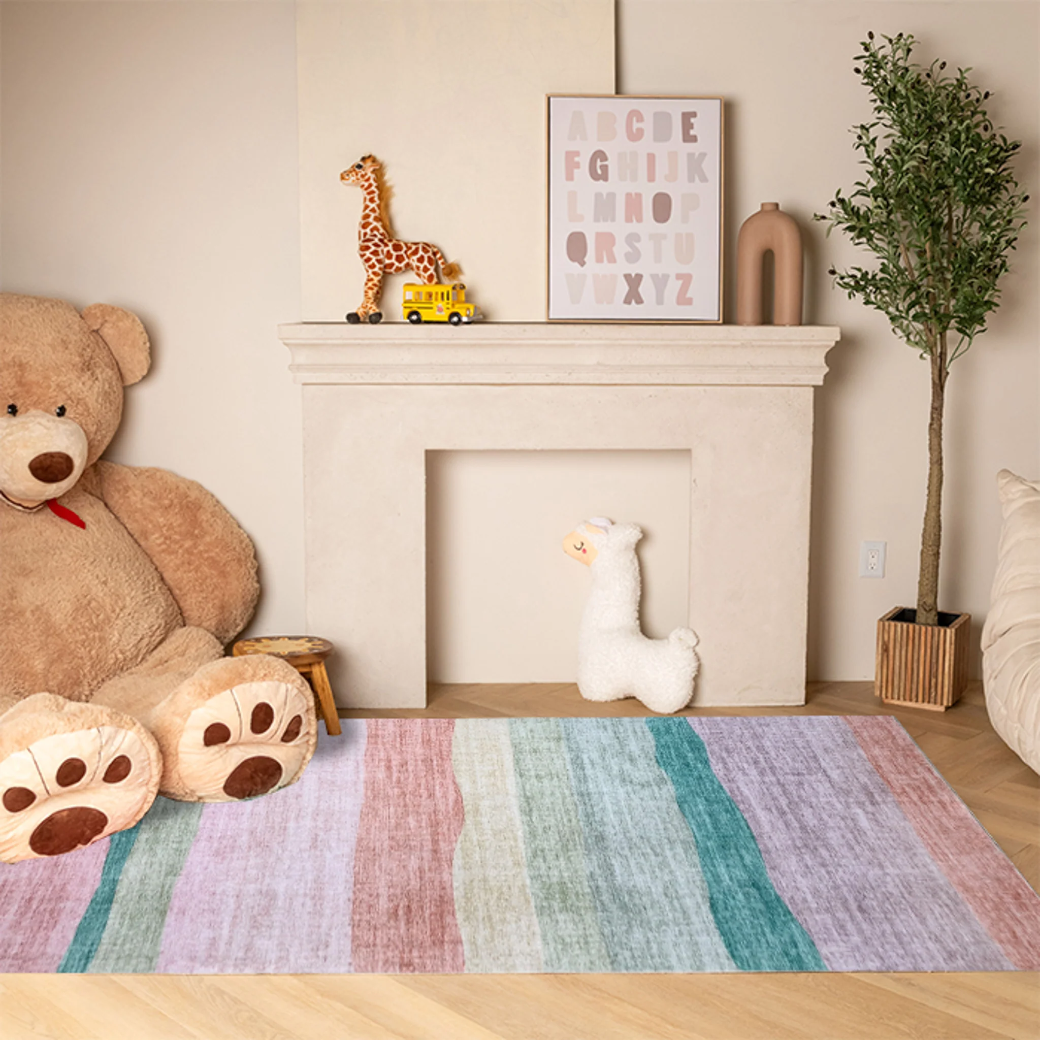 Soft Pink Daisy Blossom Area Rug - Image 2