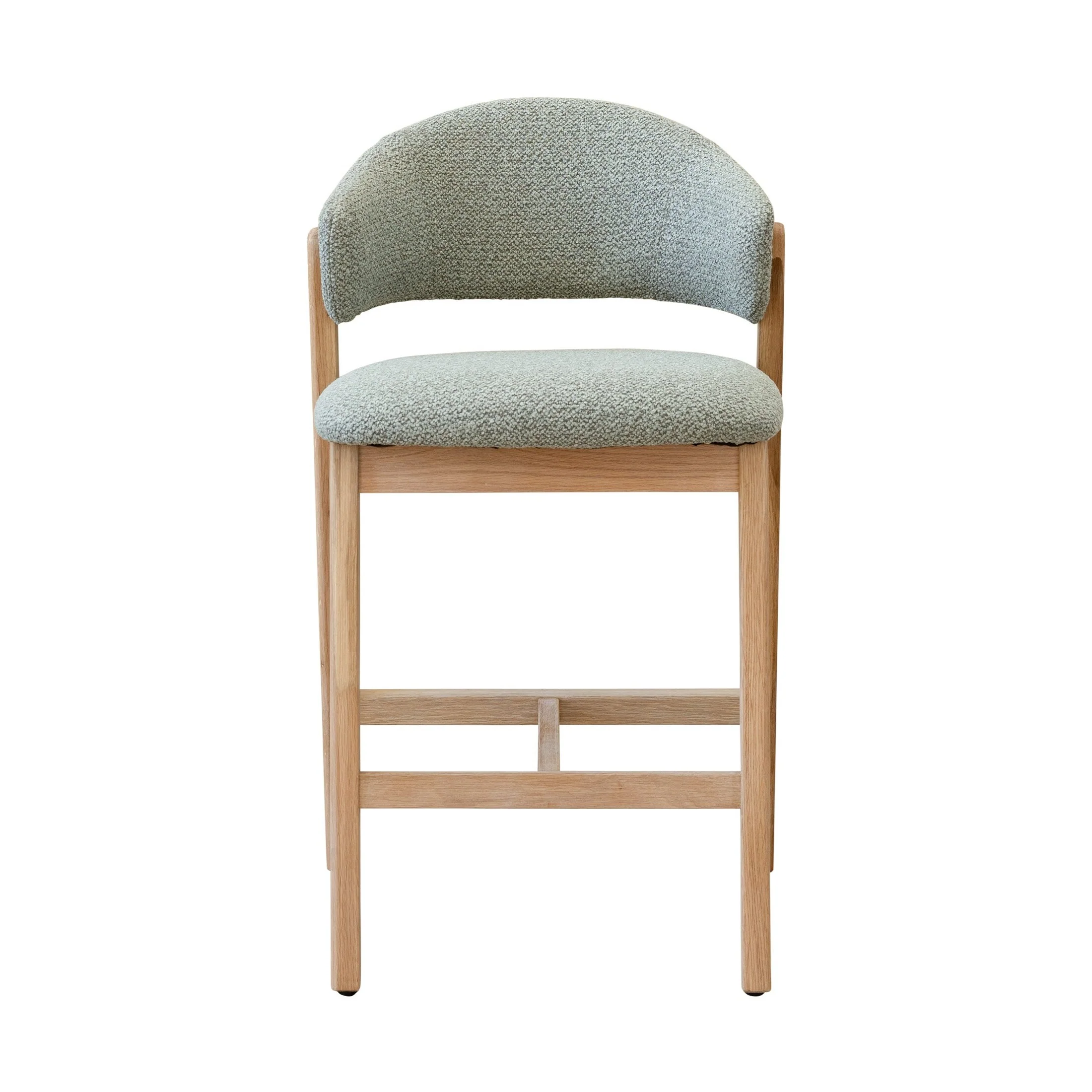 Brina Counter Stool – Mint Green Upholstery & Natural Wood Frame