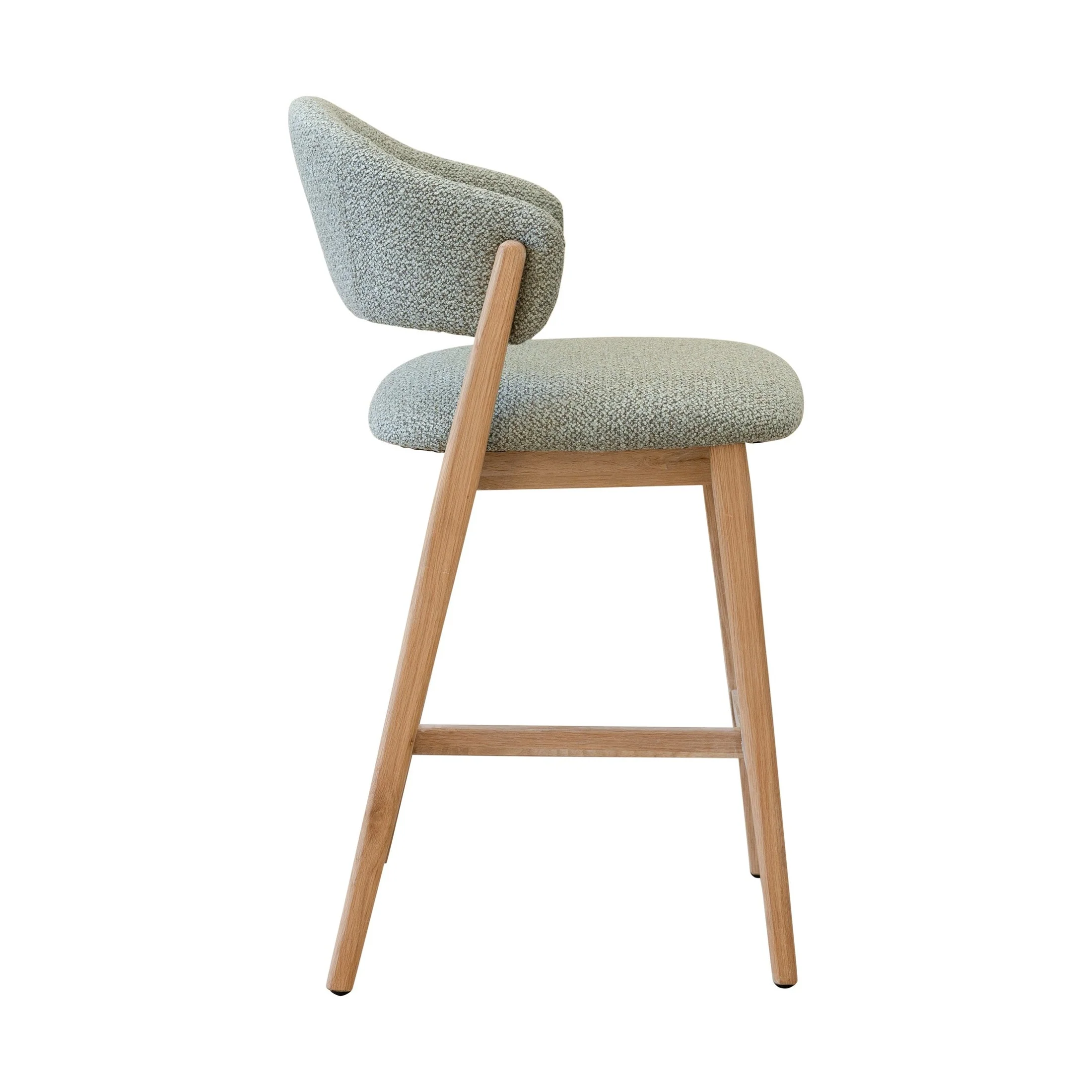 Brina Counter Stool – Mint Green Upholstery & Natural Wood Frame - Image 2