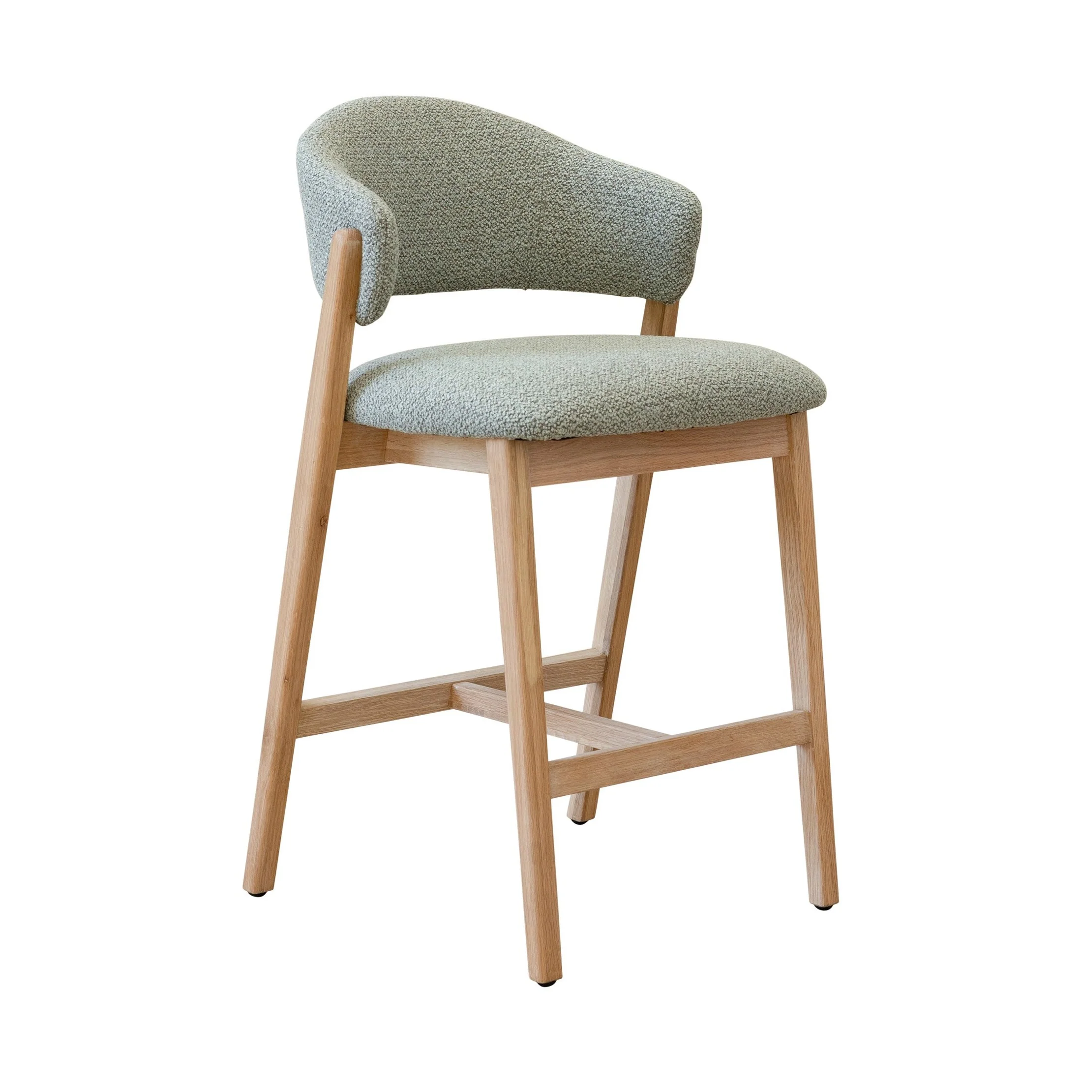 Brina Counter Stool – Mint Green Upholstery & Natural Wood Frame - Image 3