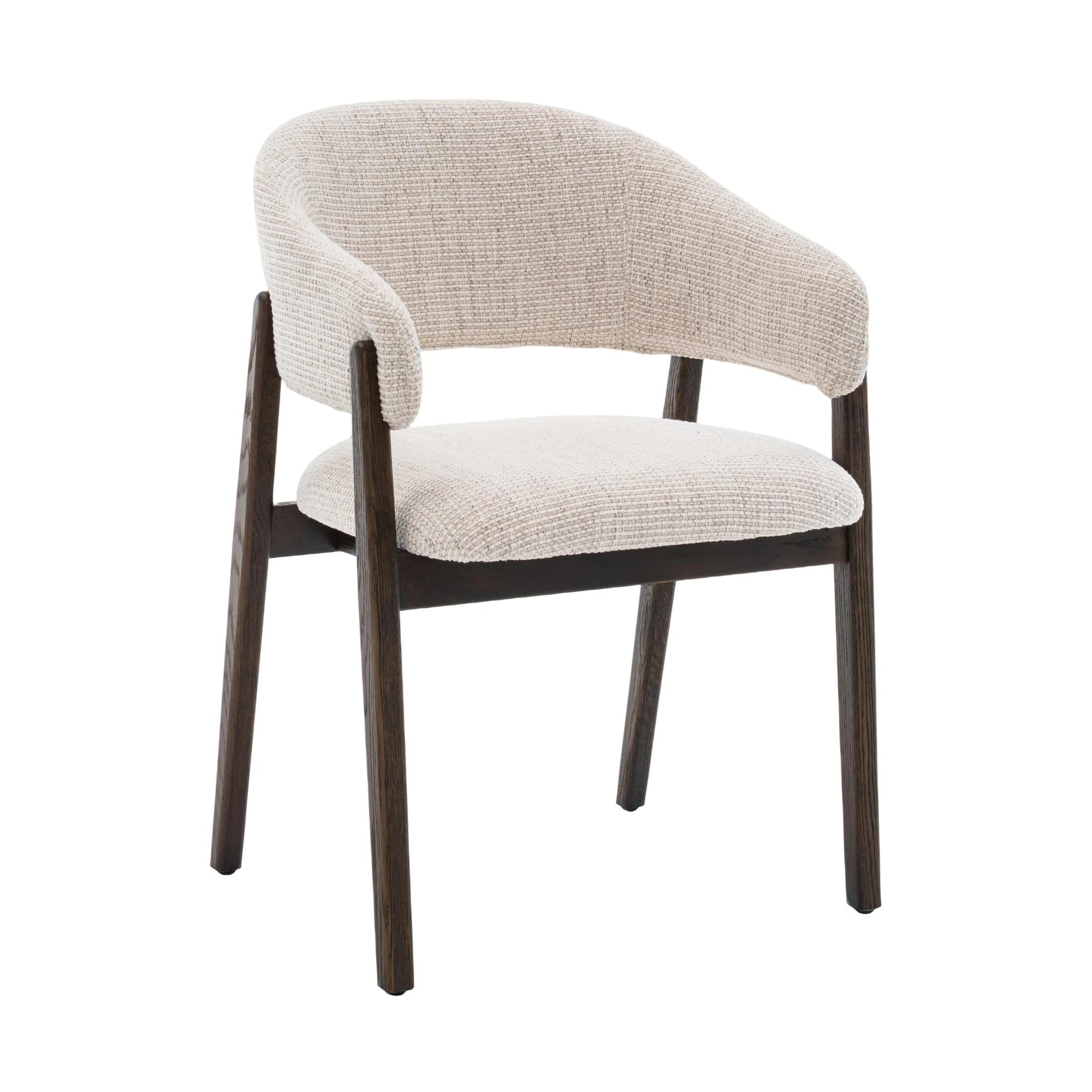 Brina Dining Chair – Beige Upholstery & Dirty Oak Wood Frame - Image 3