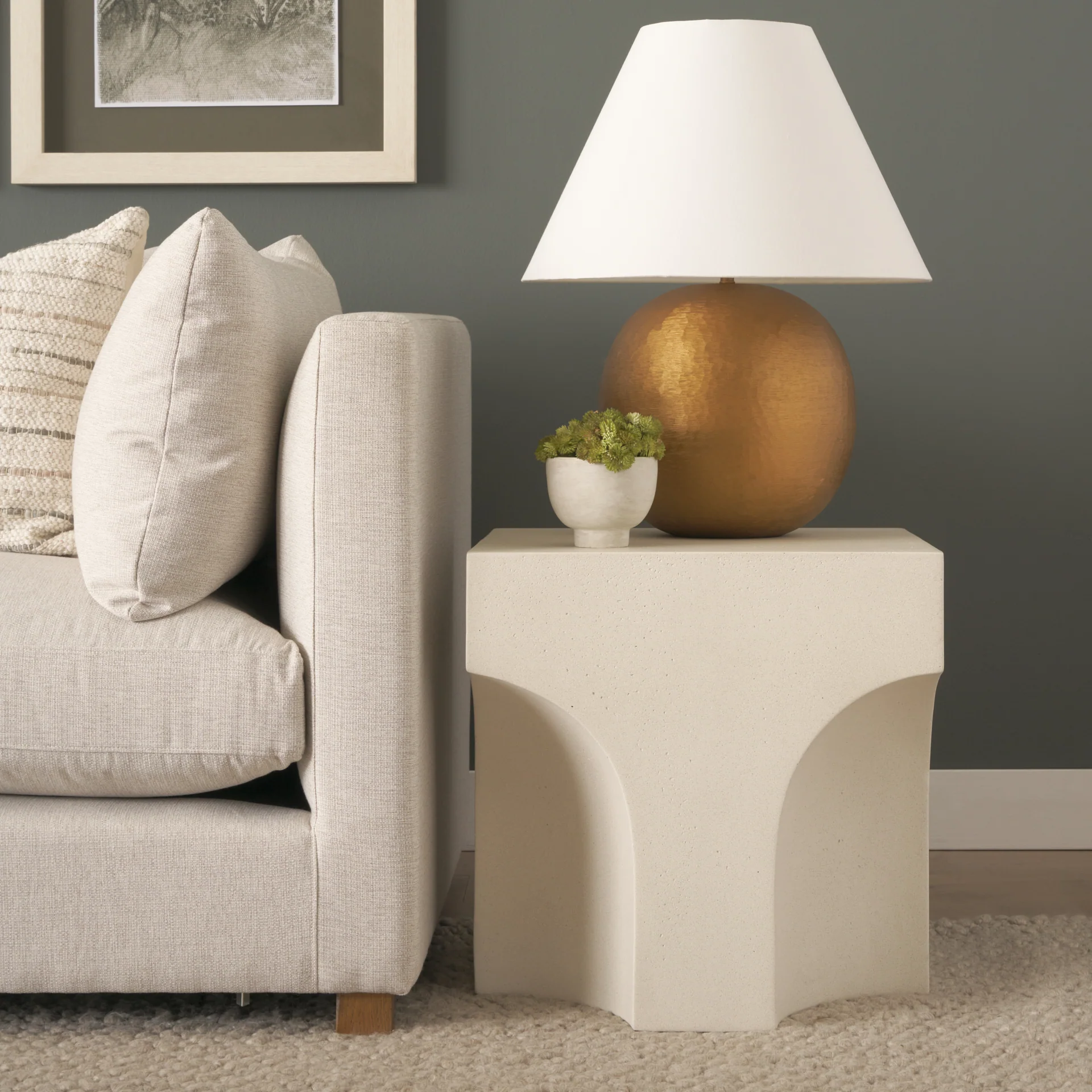 Bunda Square Sculptural Stone Finish Accent Table - Image 8