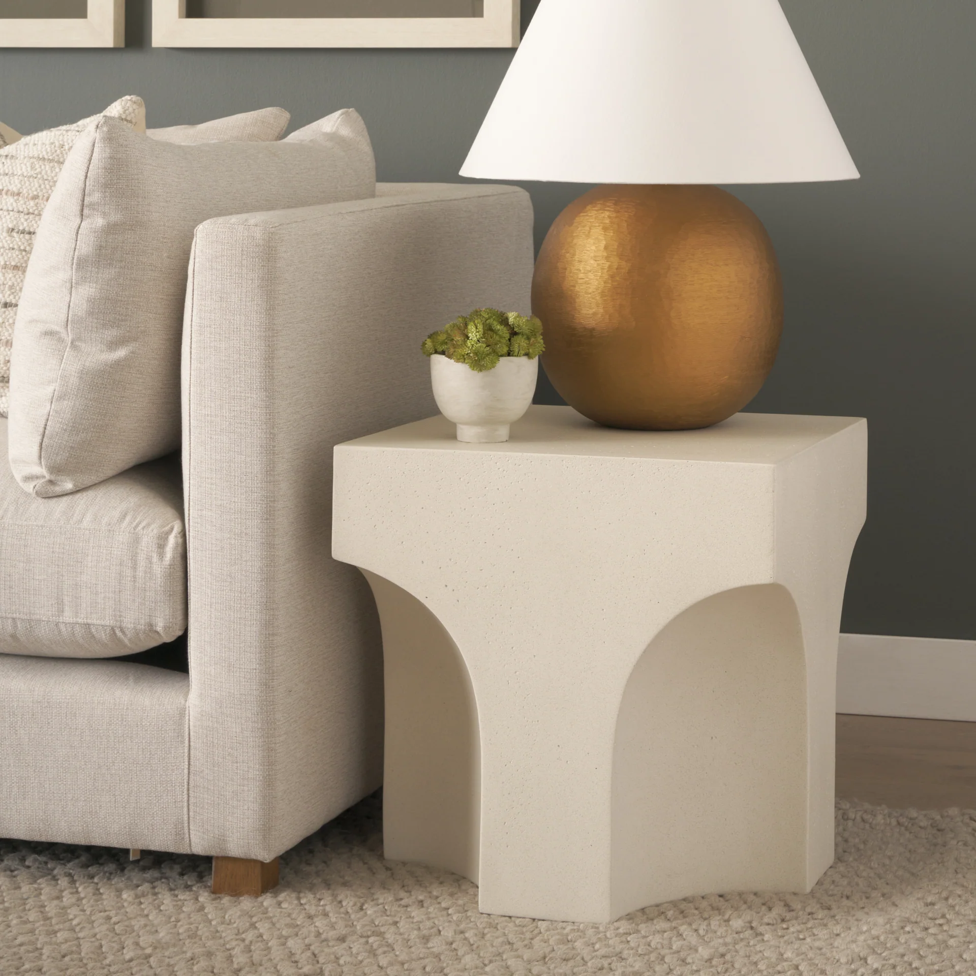 Bunda Square Sculptural Stone Finish Accent Table - Image 9