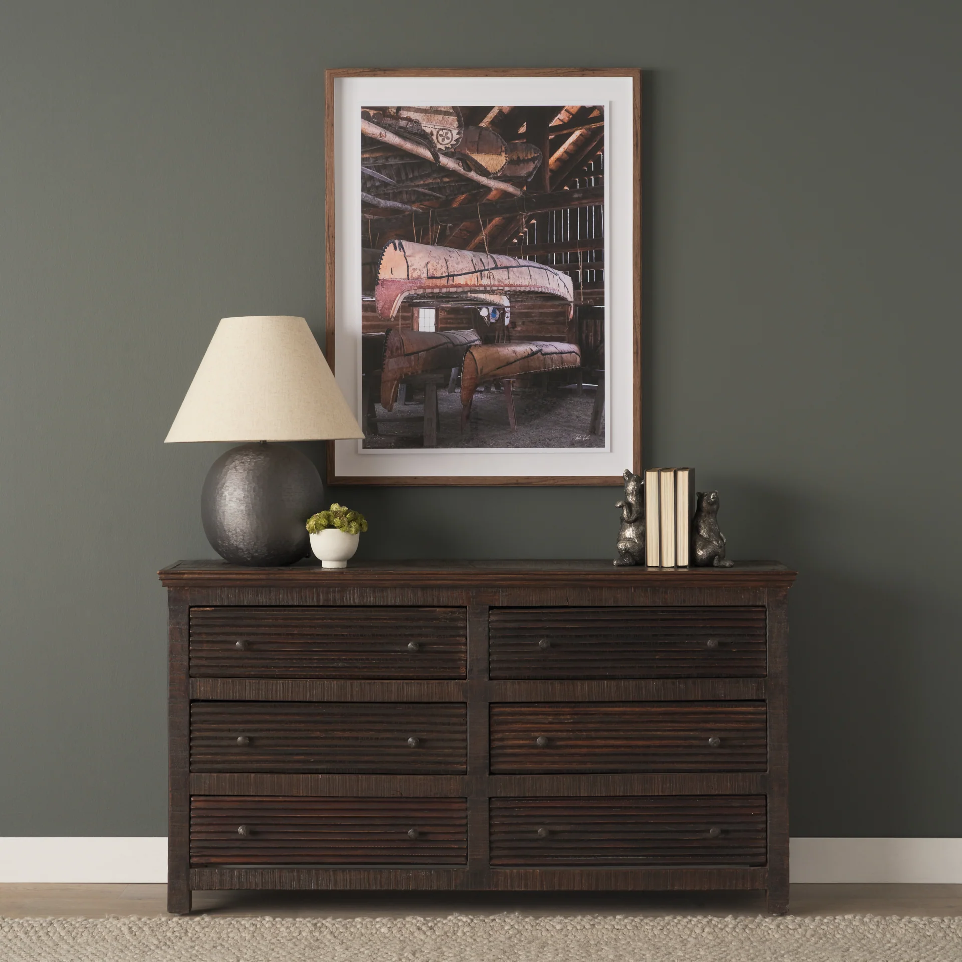 Canoe Hand Embelished Framed Art Print Matted under Glass - Image 16