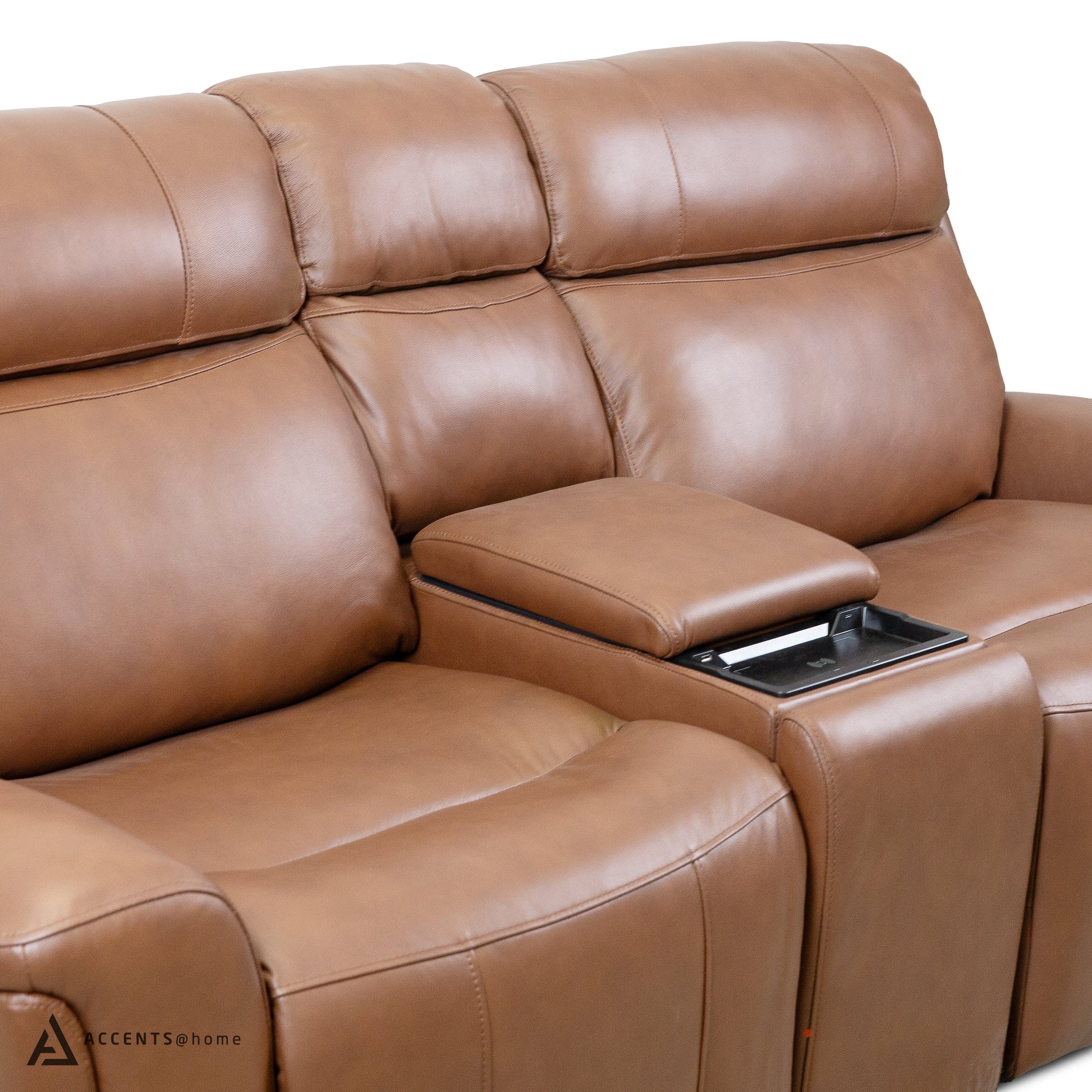 Cavallo Genuine Leather Power Recliner Loveseat with Console - Image 7