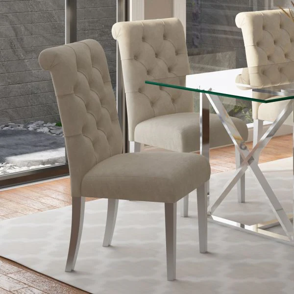Chloe Side Chair, set of 2 in Beige - Image 3
