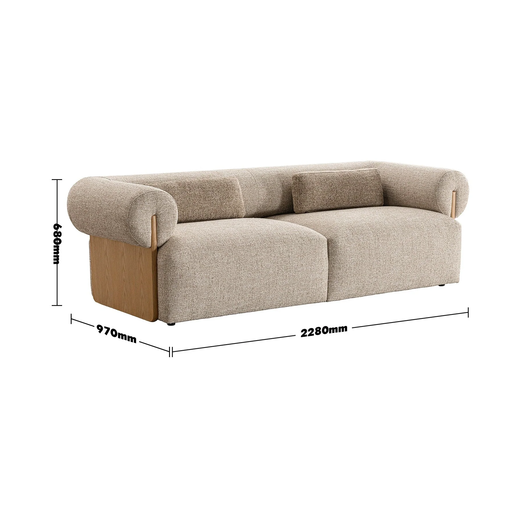 Cillian 3 Seater Fabric Sofa - Image 3