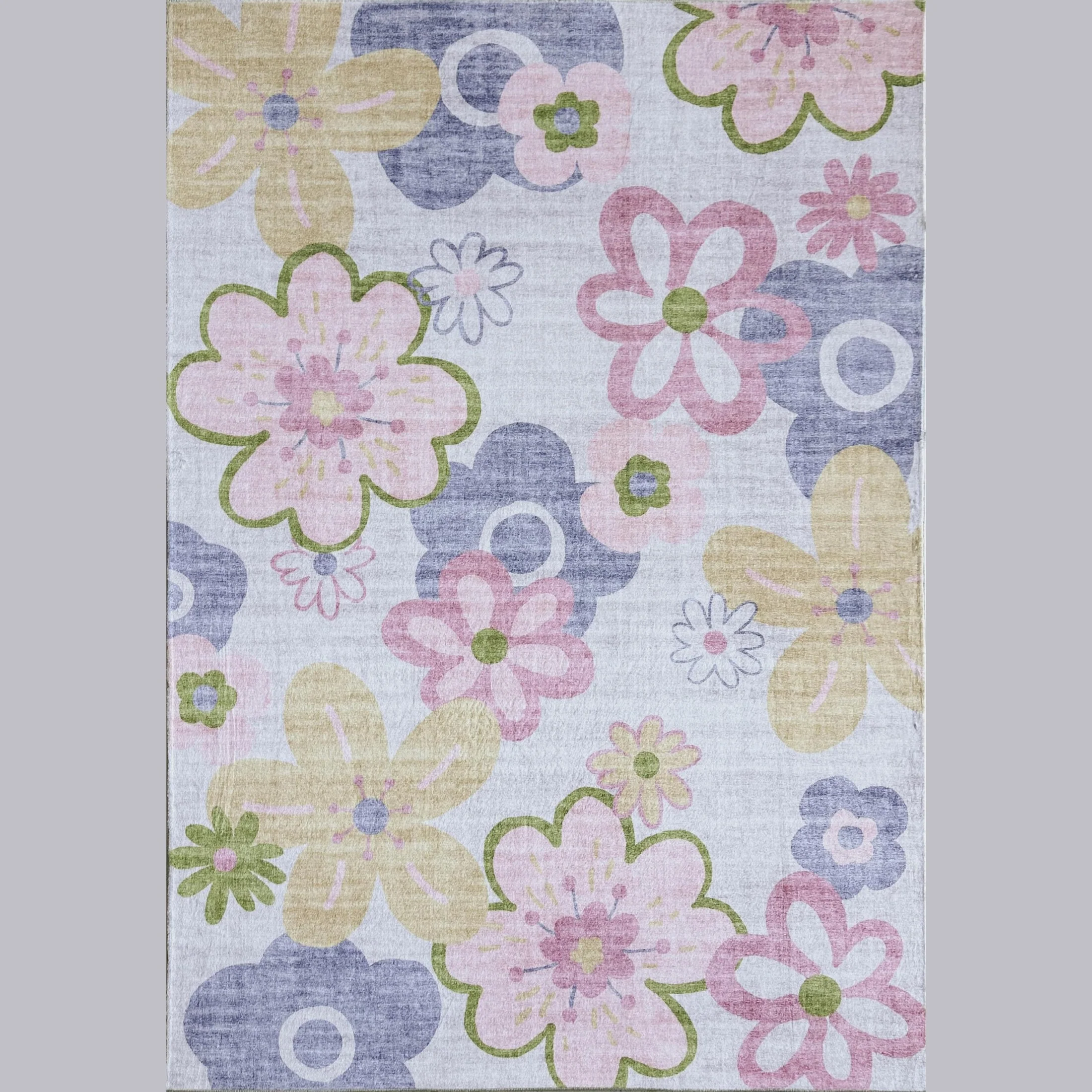 Blush Bloom Daisy Patterned Rug in Pink - Image 8
