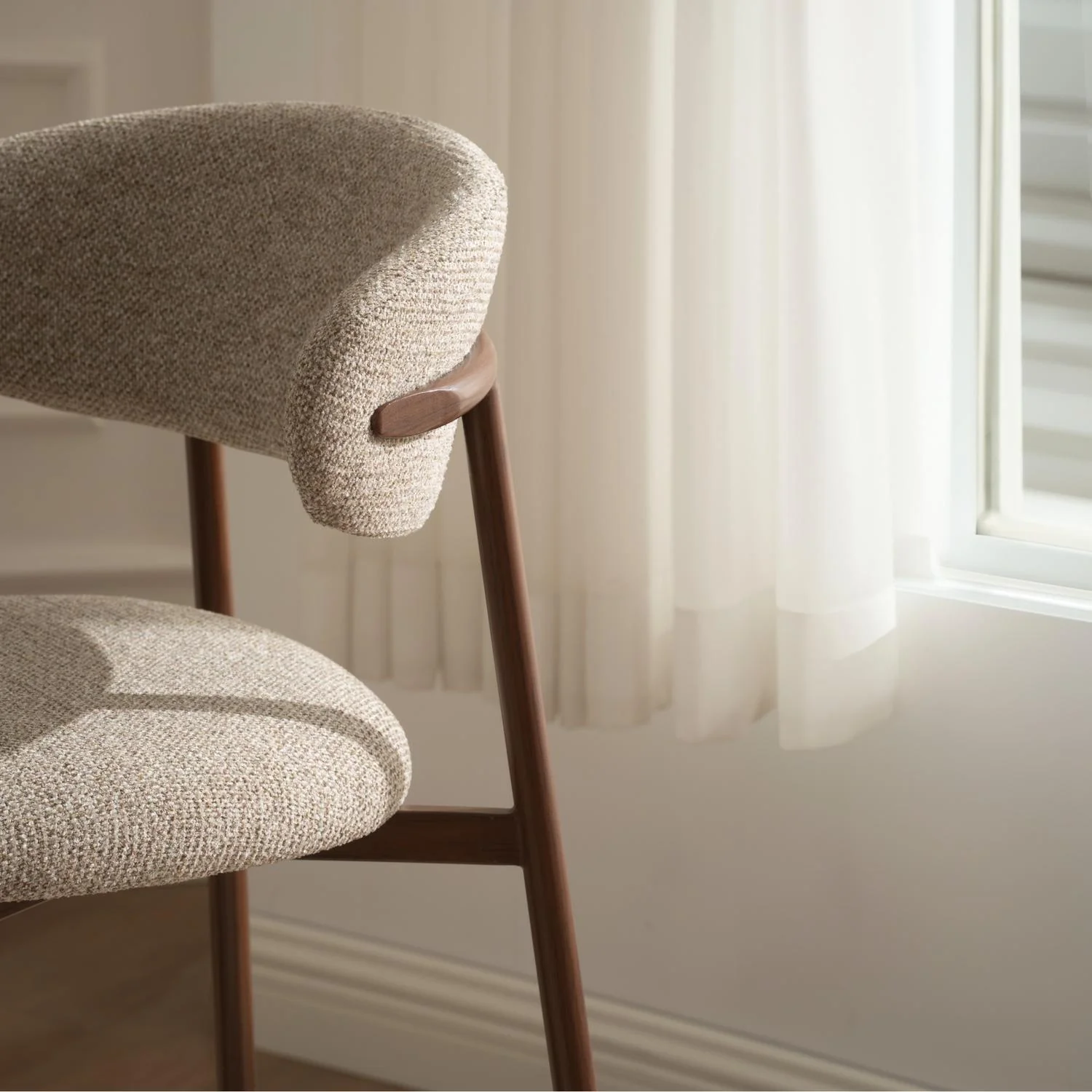 Draco Upholstered Counter Stool with Walnut Metal Legs - Image 6