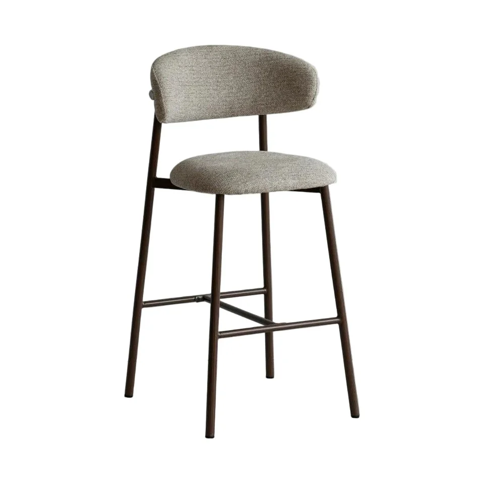Draco Upholstered Counter Stool with Walnut Metal Legs - Image 7