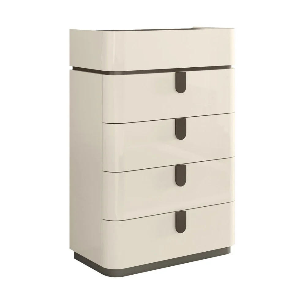 Elara Modern Chest – Beige High Gloss