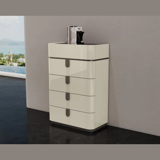 Elara Modern Chest – Beige High Gloss - Image 3
