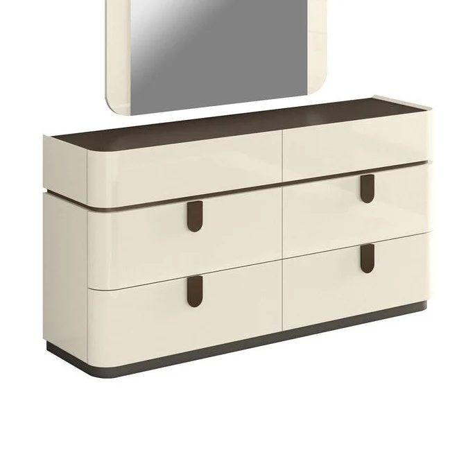 Elara Modern Dresser – Beige High Gloss - Image 3