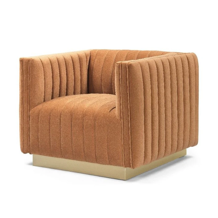 Elba Mid Century Chair - Premium Velvet Walnut - Image 3
