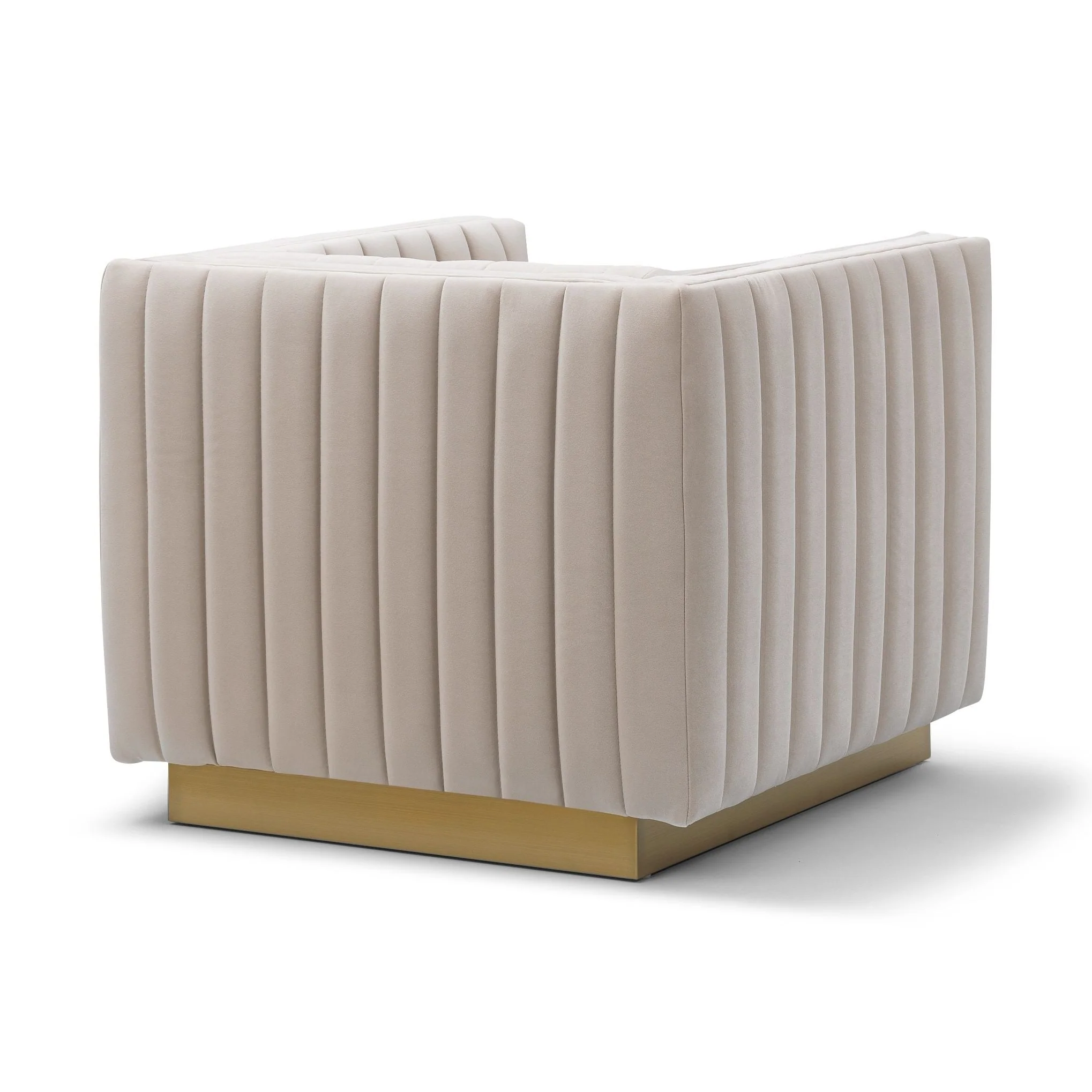 Elba Mid Century Chair - Velvet Buff Beige - Image 3