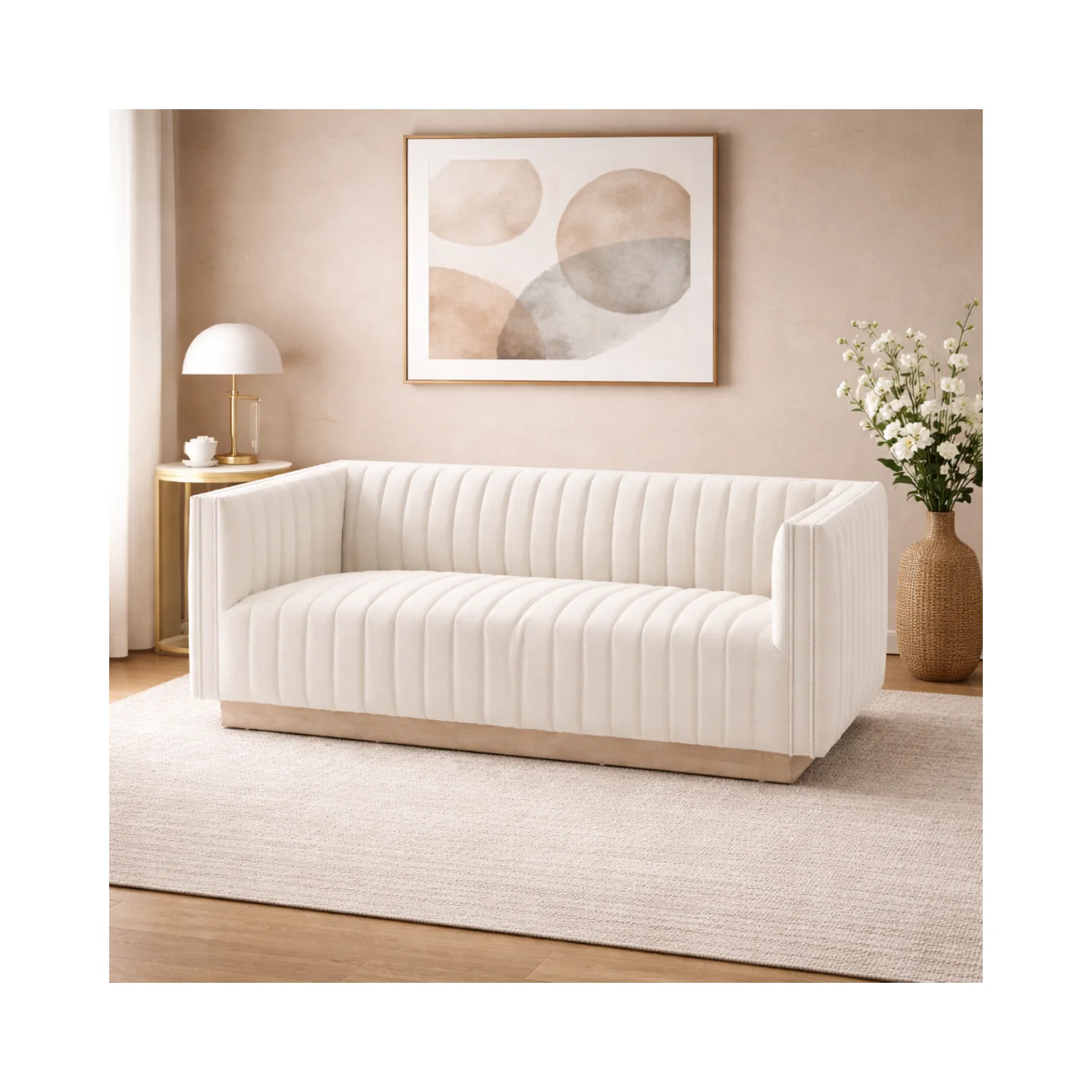 Elba Mid Century Loveseat - Tuscany Cream - Image 2